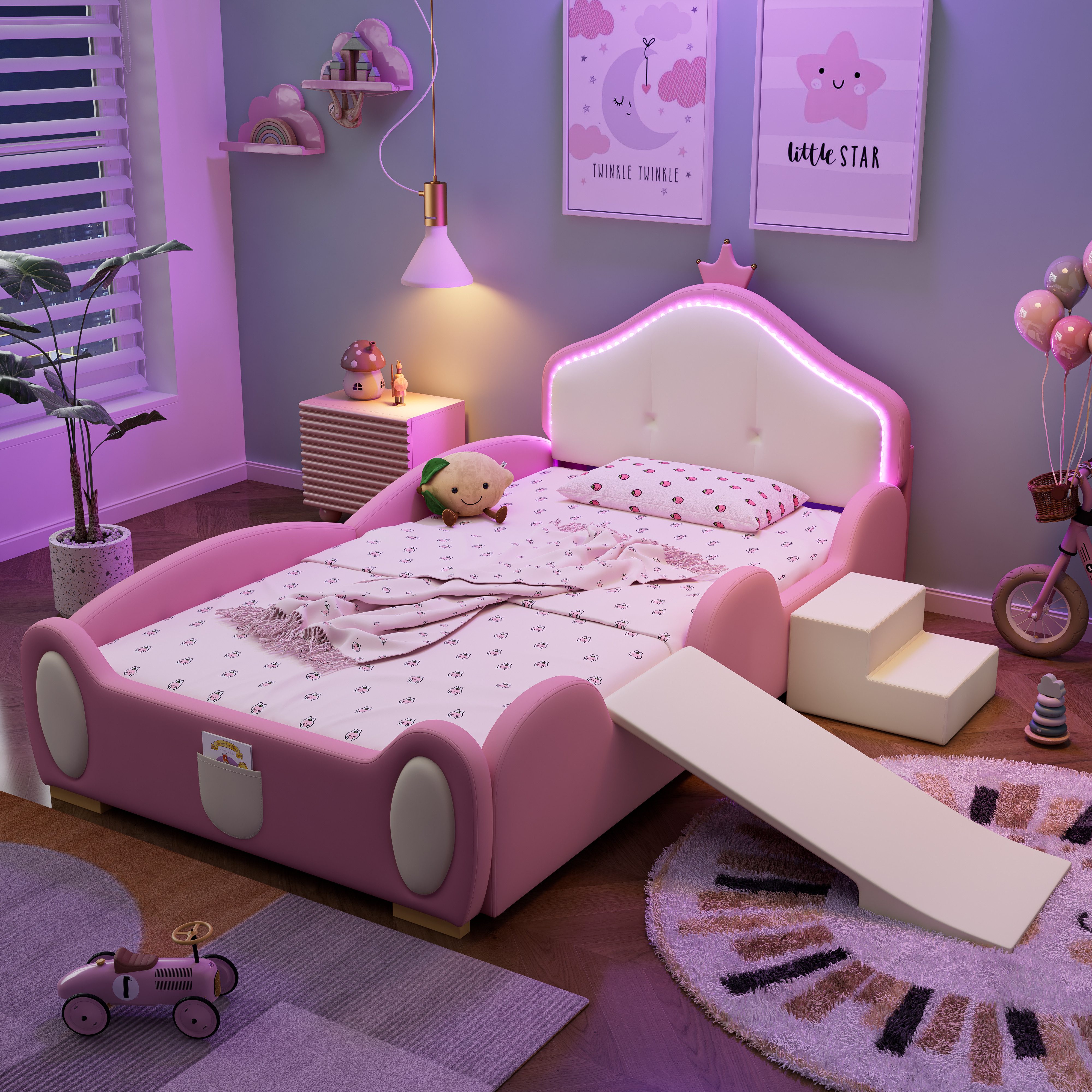REDOM Kinderbett Polsterbett Bett, mit mehrfarbigem günstig online kaufen