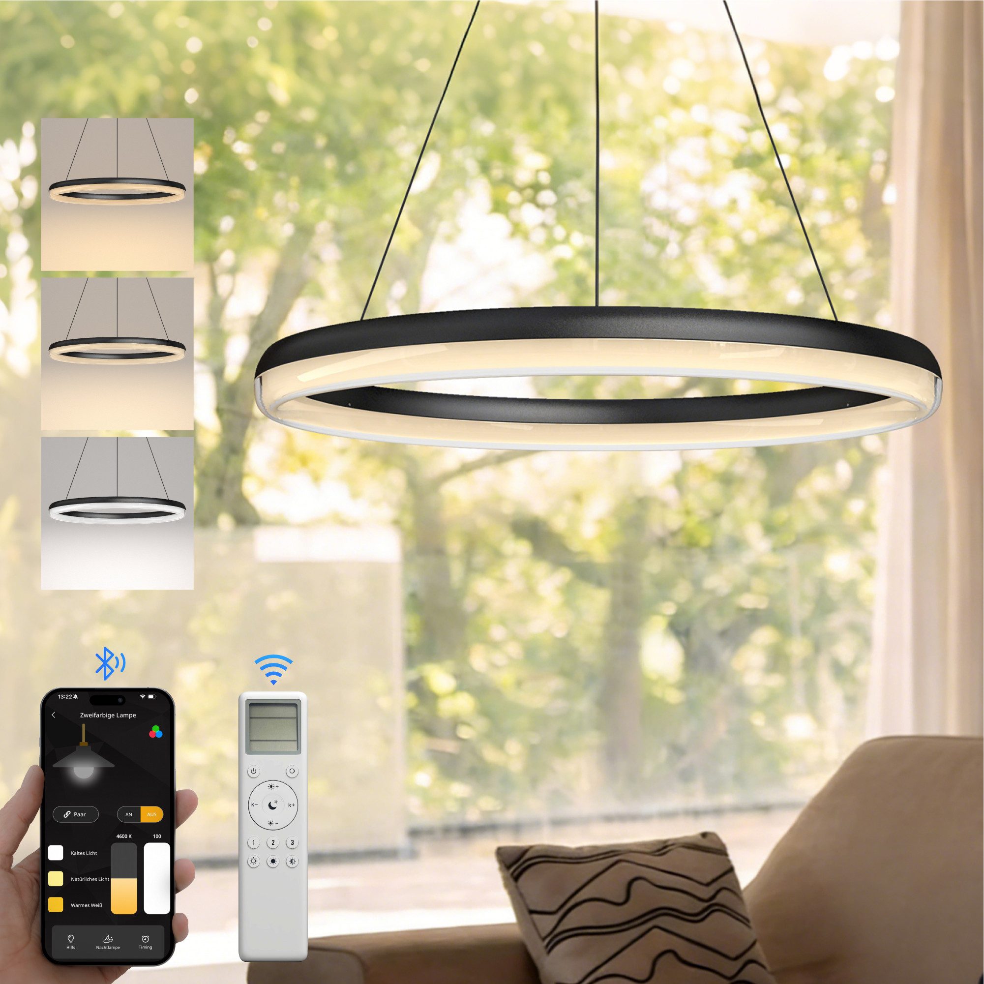 doporro Pendelleuchte Pendellampe Hängeleuchte Dimmbare LED-Lampe CRI≥95 Luvina05, LED-Pendelleuchte, CRI ≥ 95