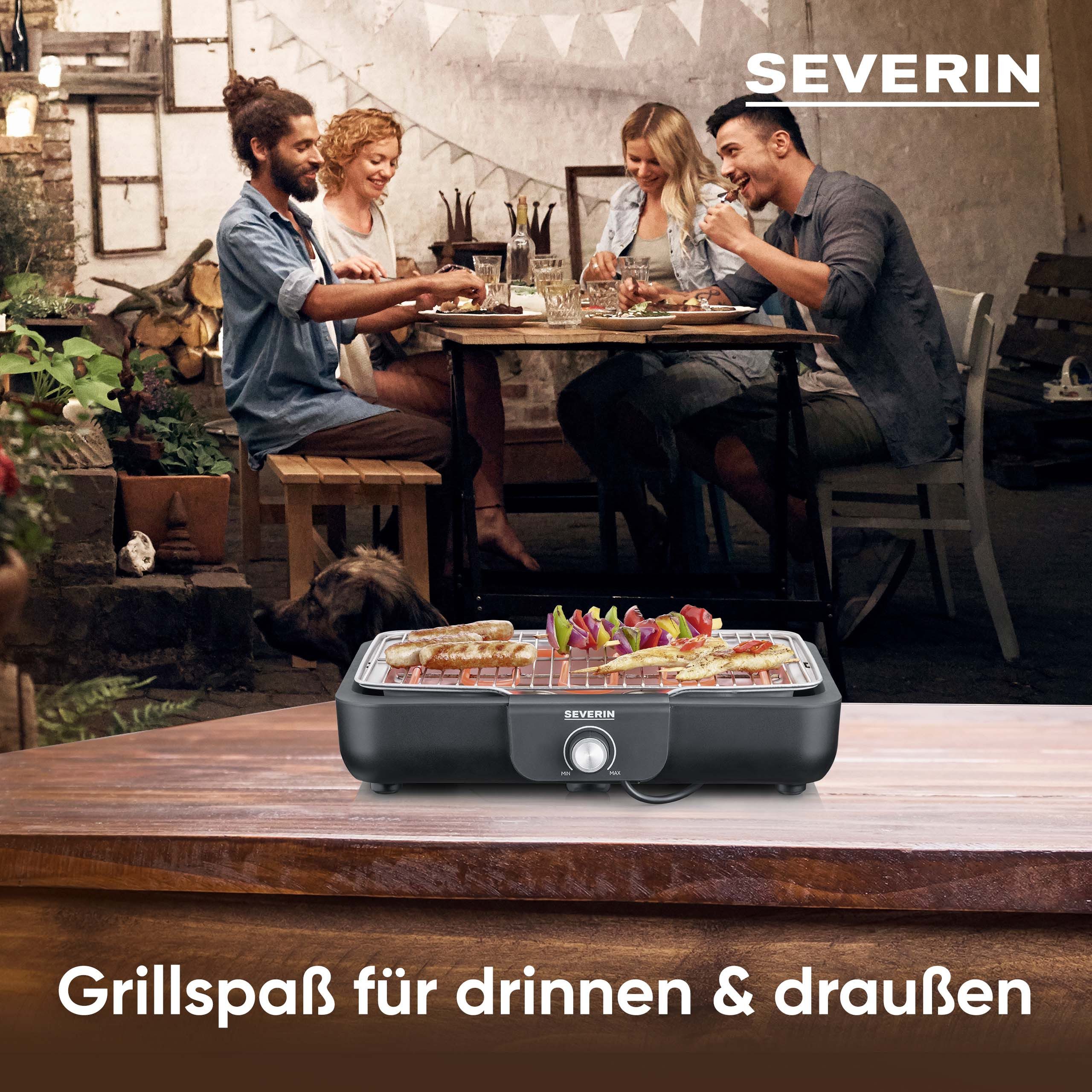 Severin Tischgrill PG 8554 mit Grillrost, 2300 W, Schnelle Aufheizzeiten bei einer max. Leistung von 2.300 W