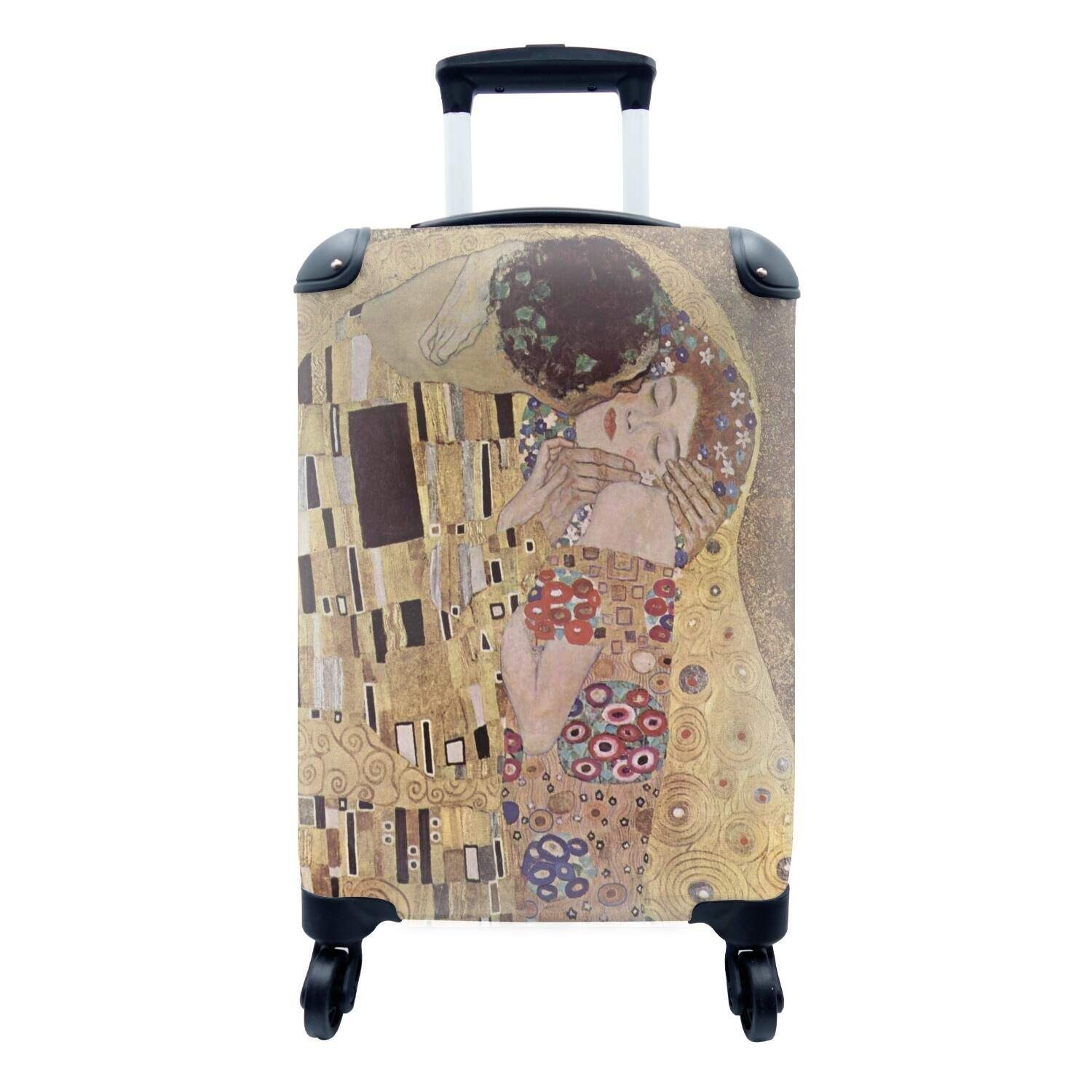MuchoWow Handgepäckkoffer Der Kuss - Gemälde von Gustav Klimt, 4 Rollen, Reisetasche mit rollen, Handgepäck für Ferien, Trolley, Reisekoffer | Handgepäck-Koffer