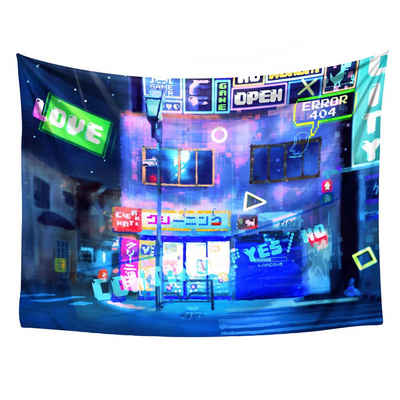 Wandteppich Neo Gaming City Wandteppich, vers. Größen, Wandbehang mit Gaming, GalaxyCat, rechteckig, Höhe: 1300 mm, Wandbehang mit Gaming Motiv