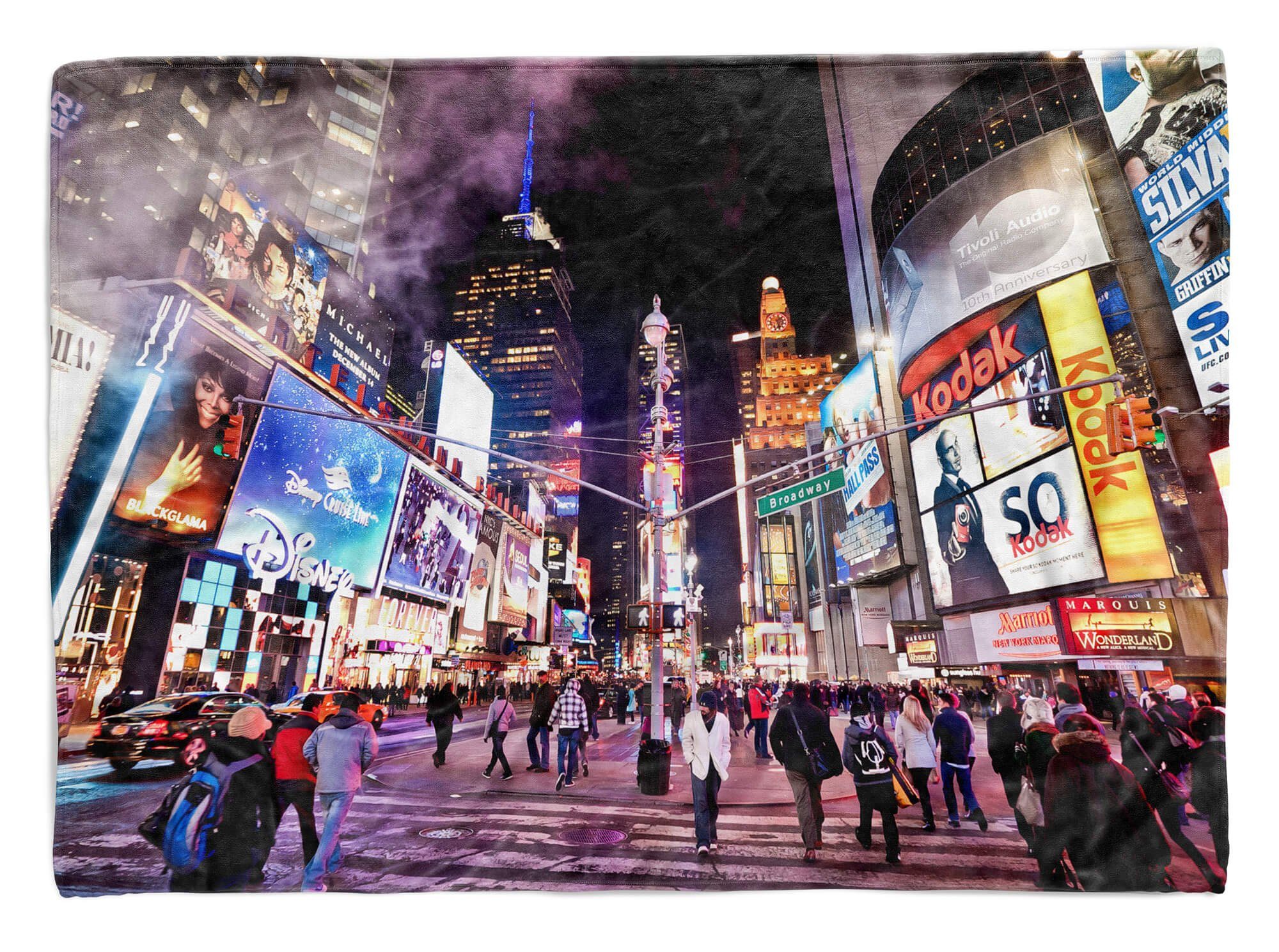Sinus Art Handtücher Handtuch Strandhandtuch Saunatuch Kuscheldecke mit Fotomotiv New York Broadway, Baumwolle-Polyester-Mix (1-St), Handtuch