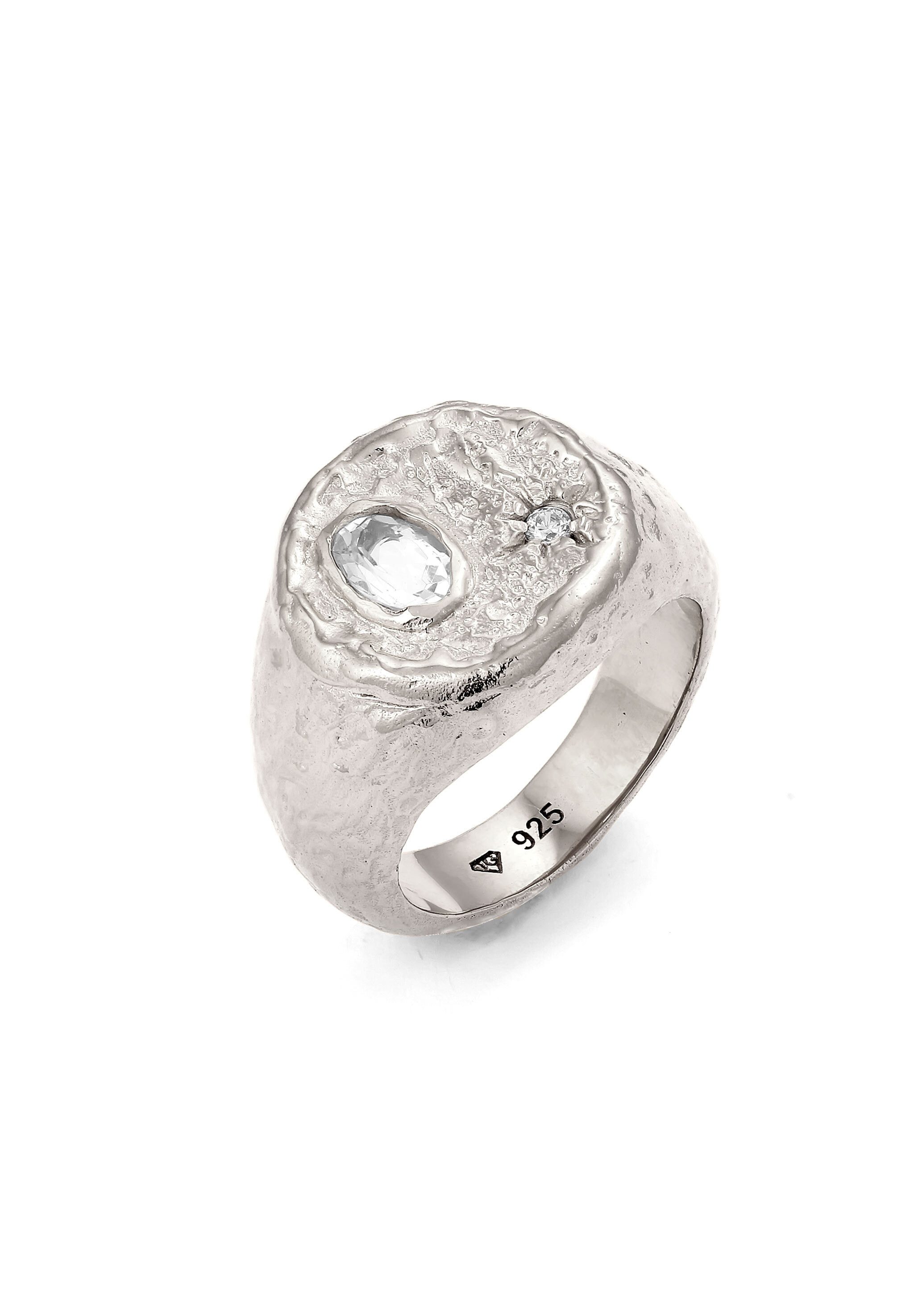 HAZE & GLORY Siegelring Siegelring Sonne Topas Weiß 925 Sterling Silber