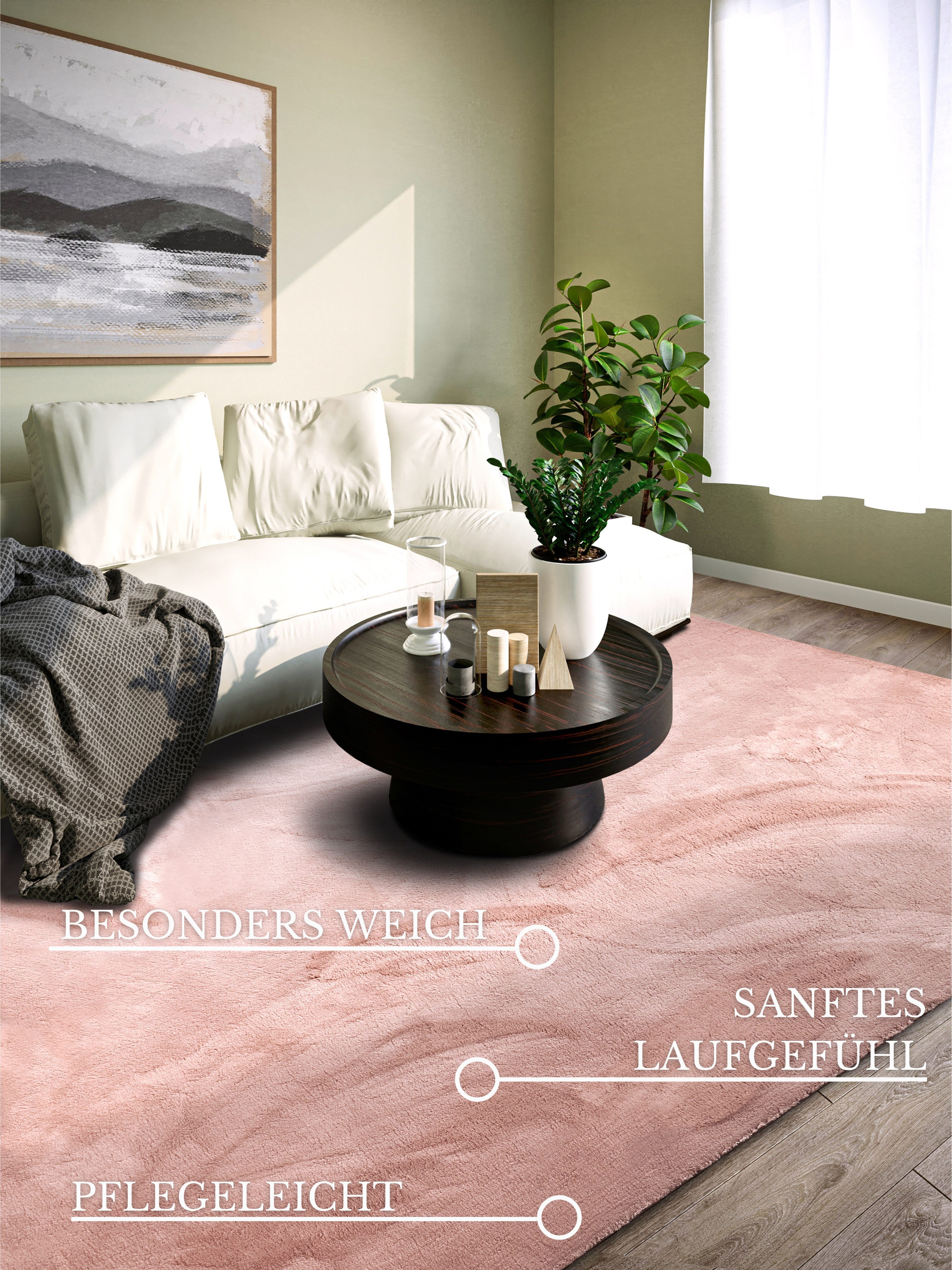 Villeroy & Boch Teppich Leon, rechteckig, Höhe: 15 mm, Langflor, Shaggy, uni, flauschig weich, glänzend, Kaninchenfell Haptik