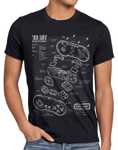 style3 Print-Shirt Herren T-Shirt 16-Bit Gamer classic snes nintendo nes switch super famicom mario