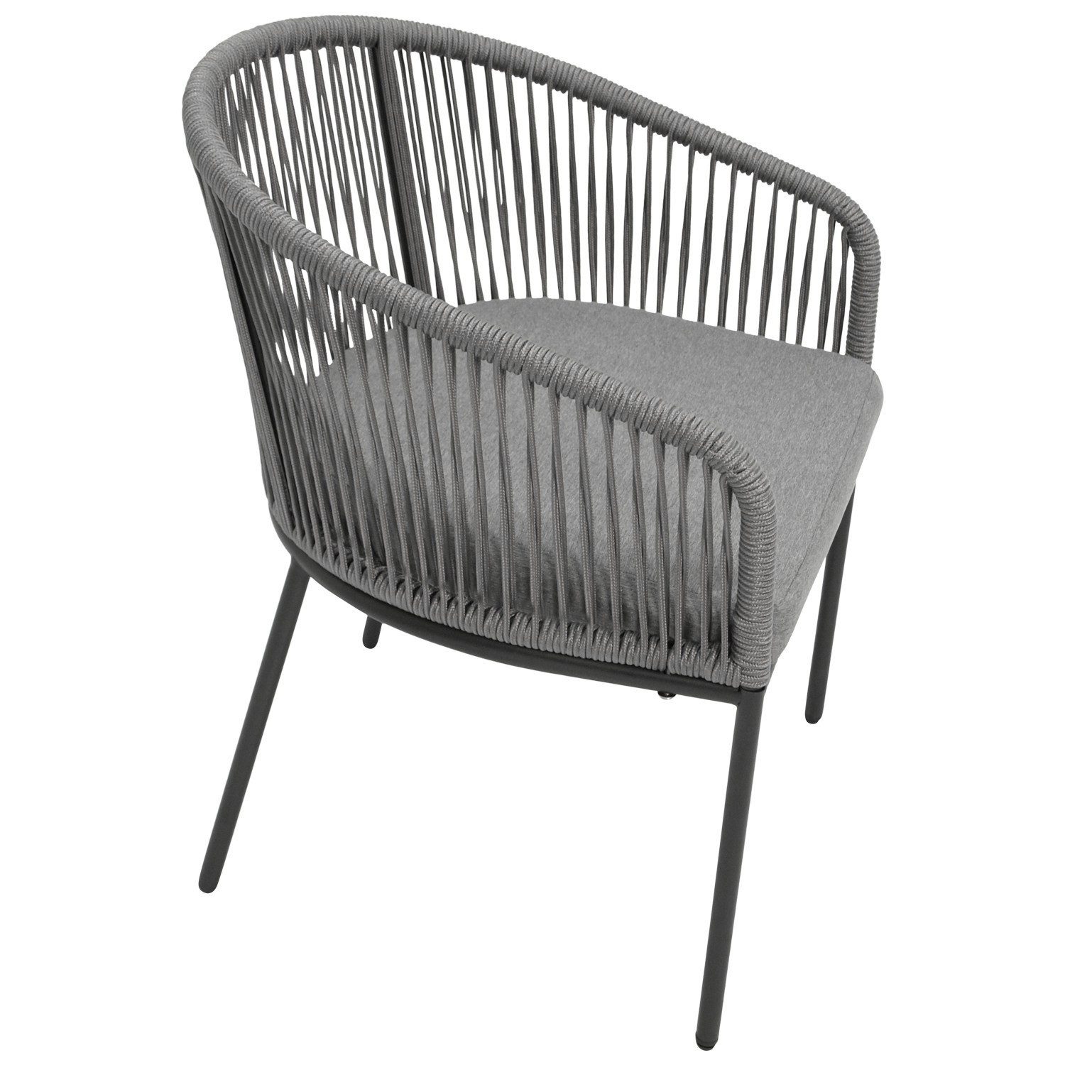 DEGAMO Gartensessel ANCONA (2-St., bestehend aus 2x Sessel), Metall anthrazit + Rope grau, Sitzpolster grau, moderne Optik