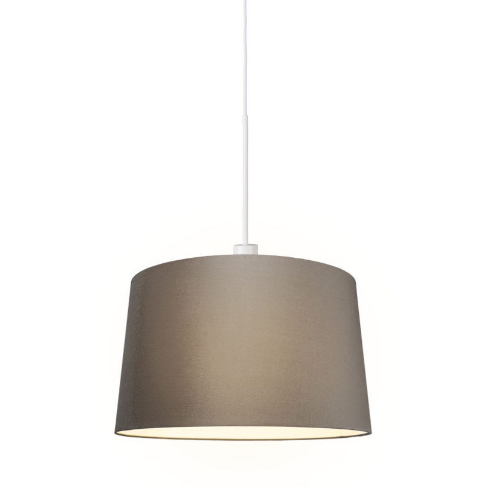 Qazqa Pendelleuchte Combi, ohne Leuchtmittel, Warmweiß, QAZQA Hängeleuchte, e27, Taupe, Textil, Modern