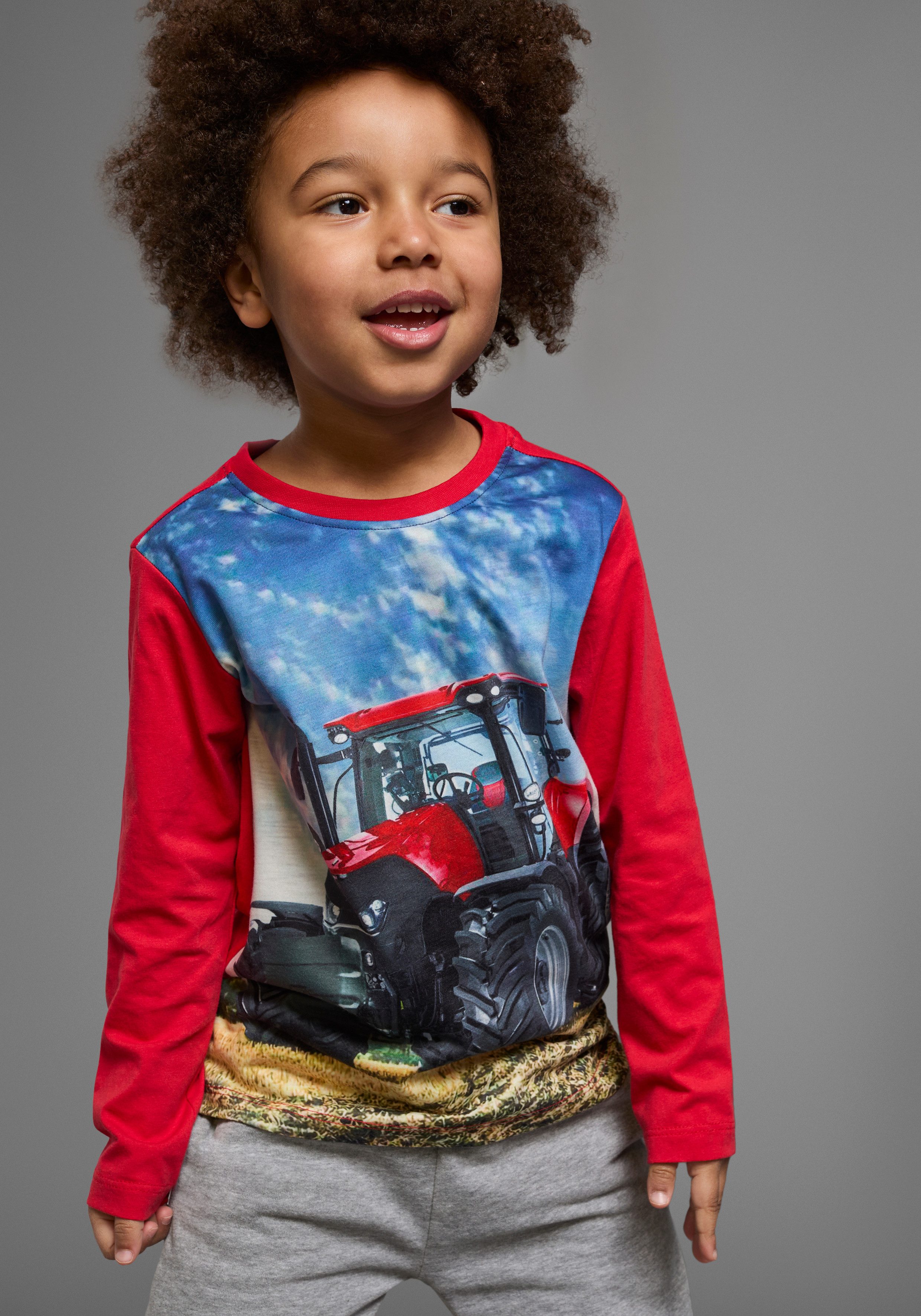 KIDSWORLD Langarmshirt Traktoren (Packung, 2-tlg., 2) Langarm, Basic-Passform, bedruckt