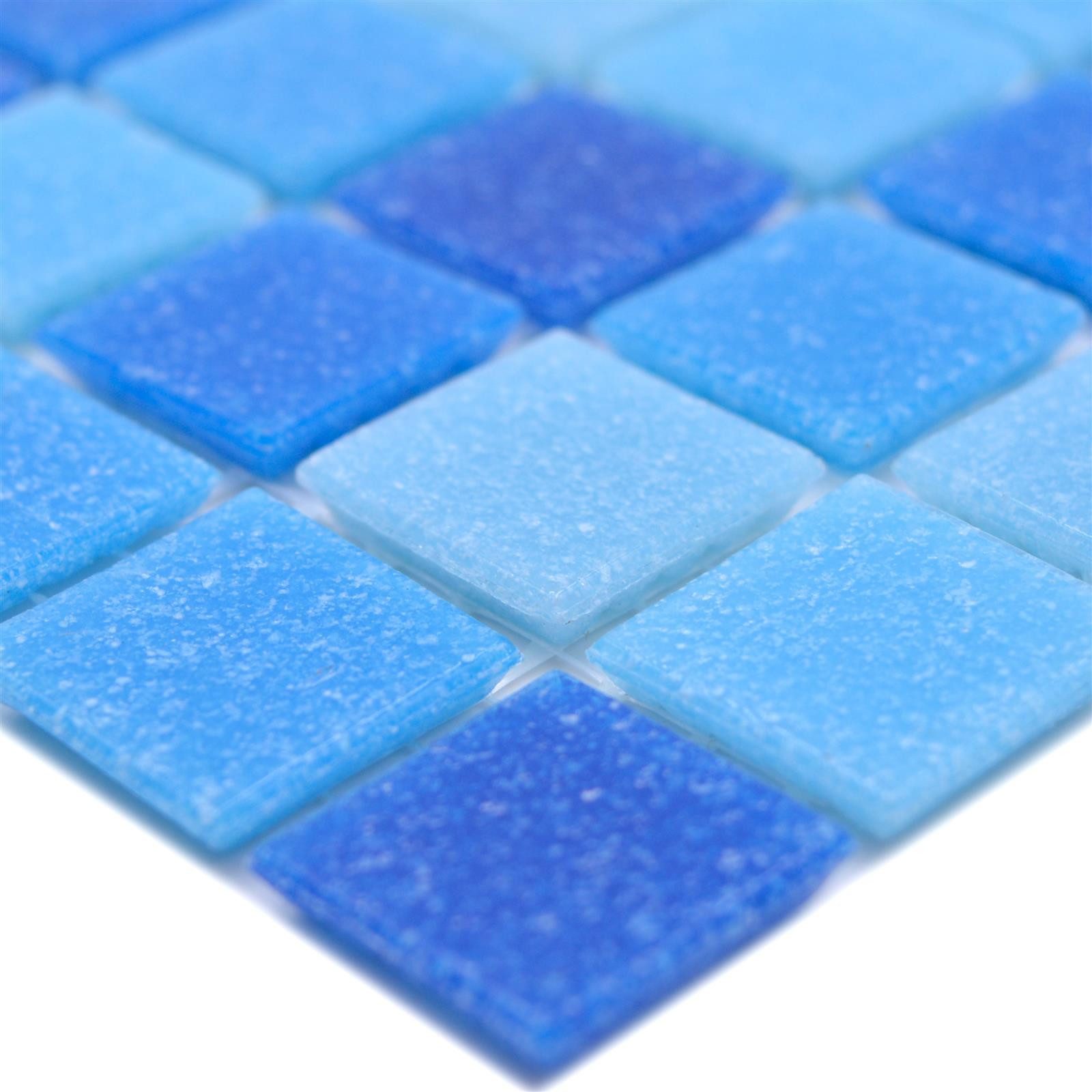 Mosafil Mosaikfliesen Schwimmbad Pool Mosaik North Sea Blau Mix, Glas 30.500x32.700, blau-hellblau, Vorderseitig mit Papier geklebt - Frostsicher - Wasserdicht -