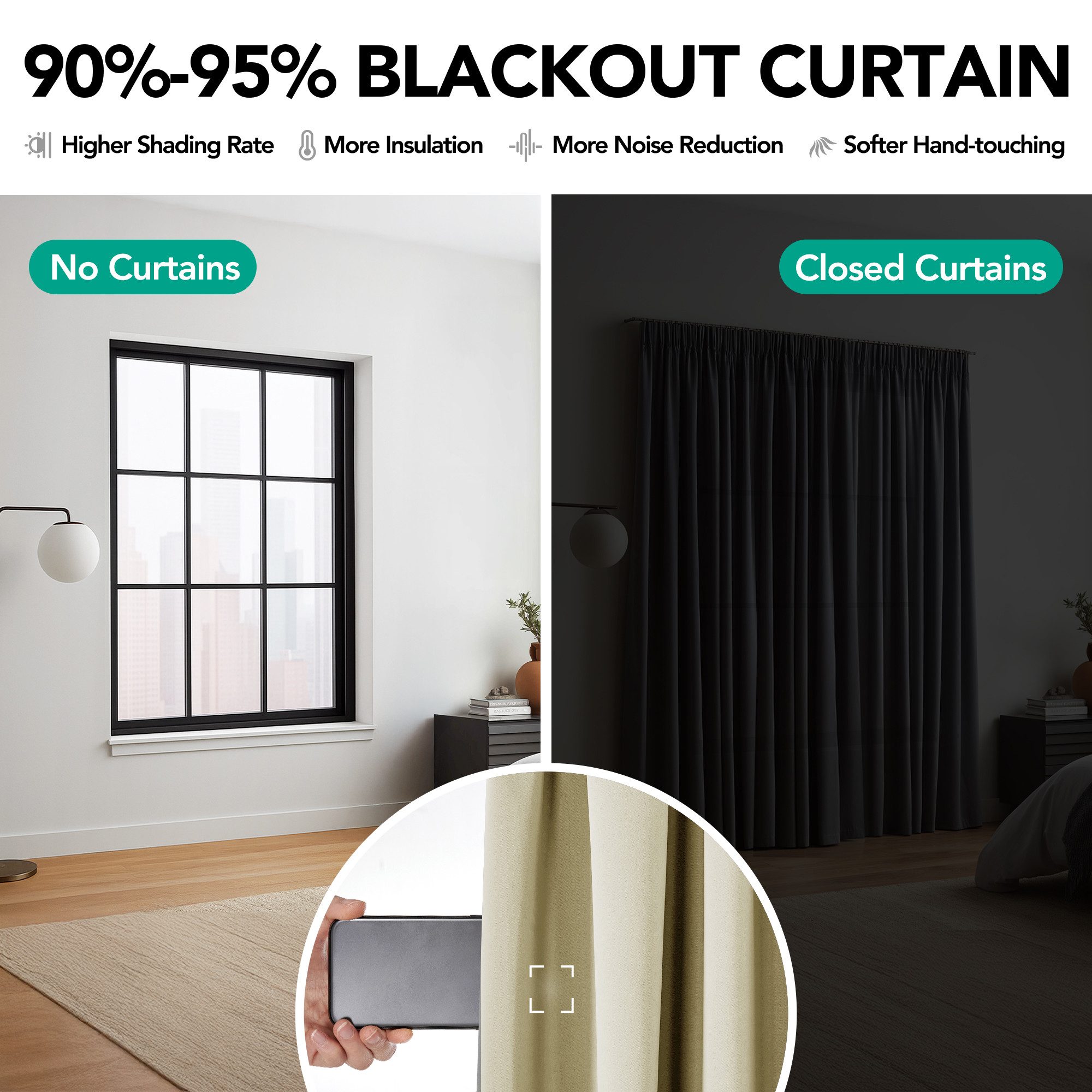 Deconovo Verdunkelungsvorhang Gardinen mit Kräuselband Vorhänge Wohnzimmer Kälterschutz 1 Stück, Vorhang blickdicht Lärmschutz Thermovorhang gegen Kälte pflegeleicht