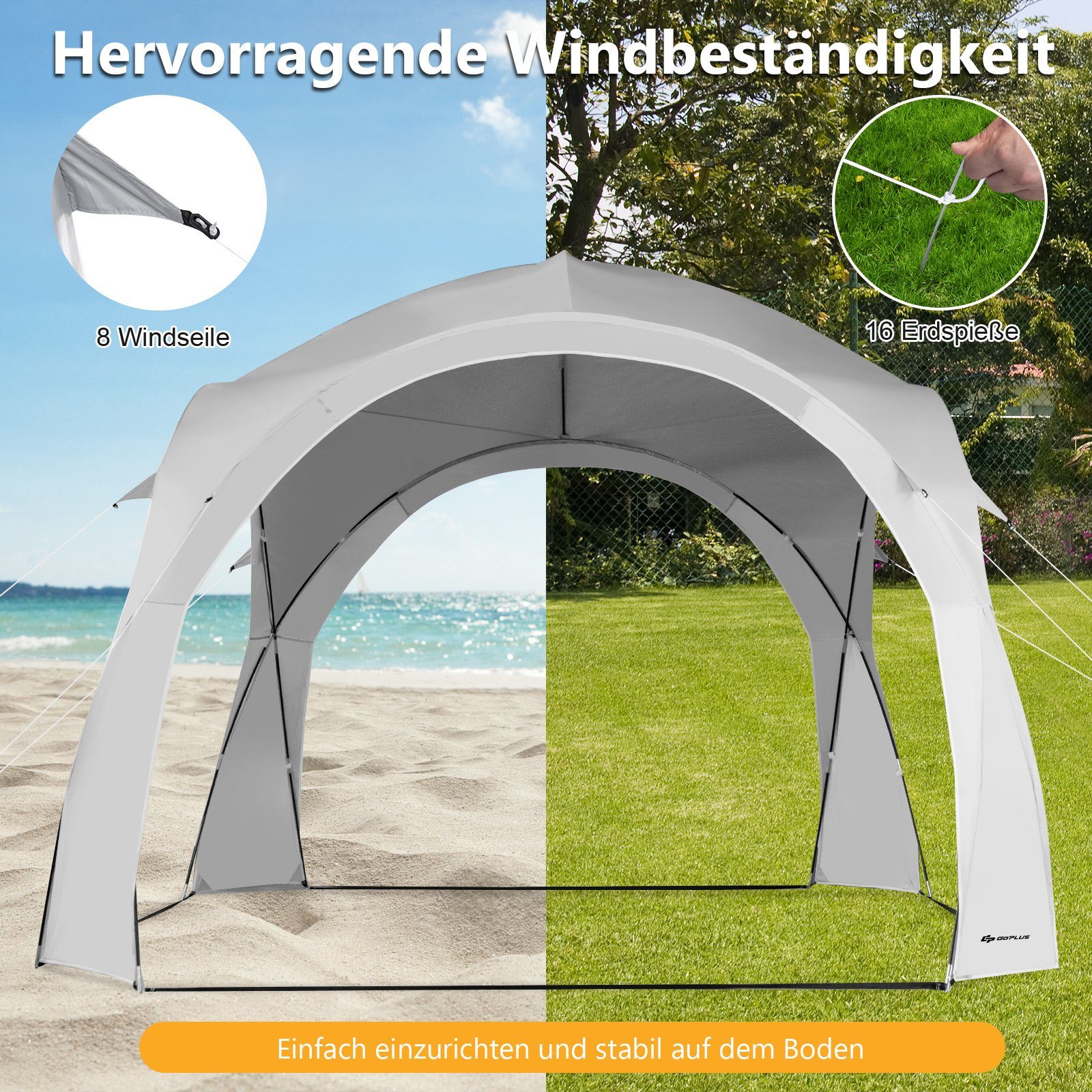 COSTWAY Partyzelt, UPF50+ Sonnenschutz, für 6-8 Personen, 327x327x270cm