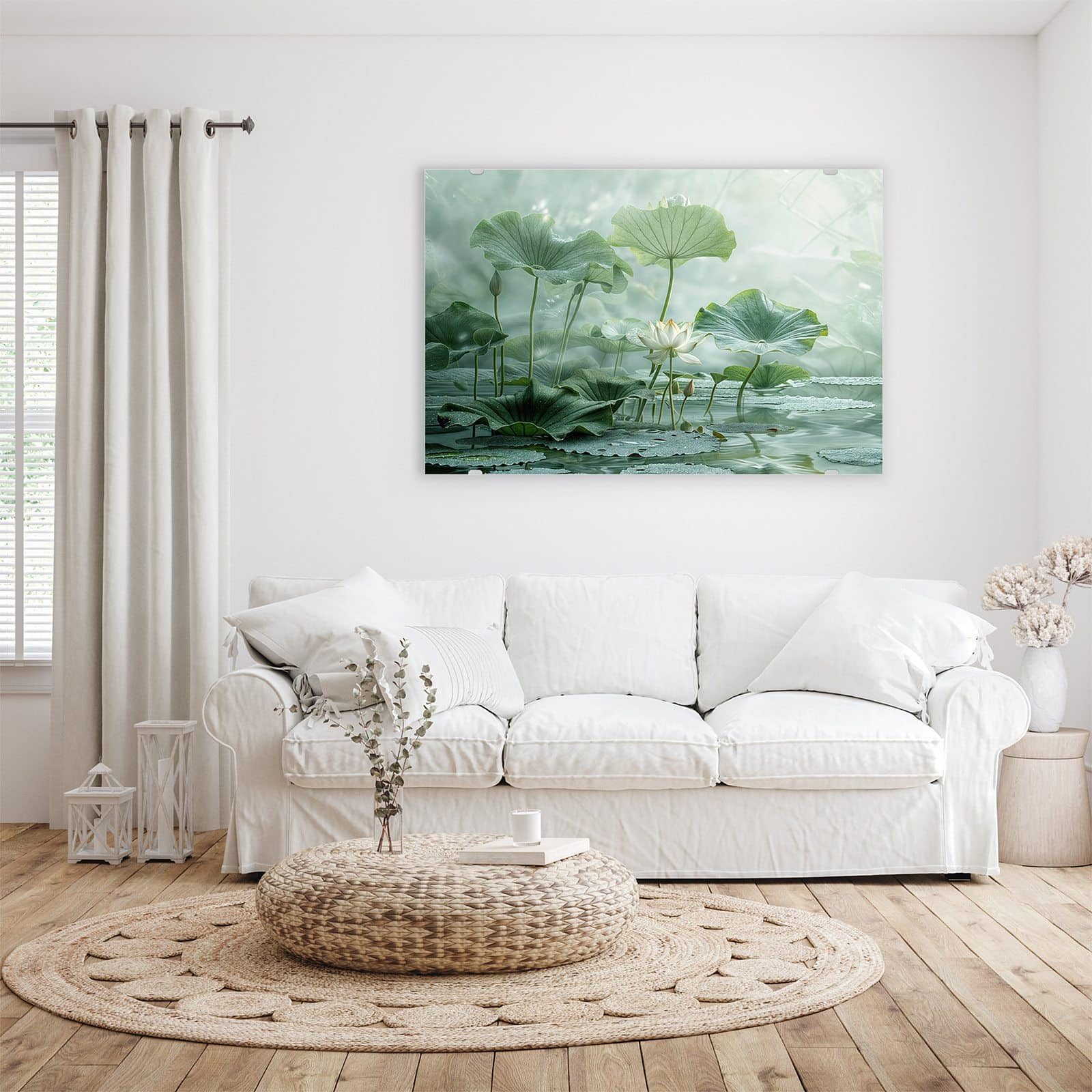 Primedeco Glasbild Wandbild Lotusteich mit Aufhängung, günstig online kaufen