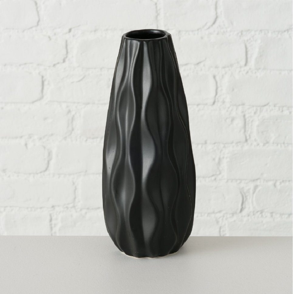 BOLTZE GRUPPE GmbH Dekovase 2er Set Vase Luana, schwarz, Steingut, matt
