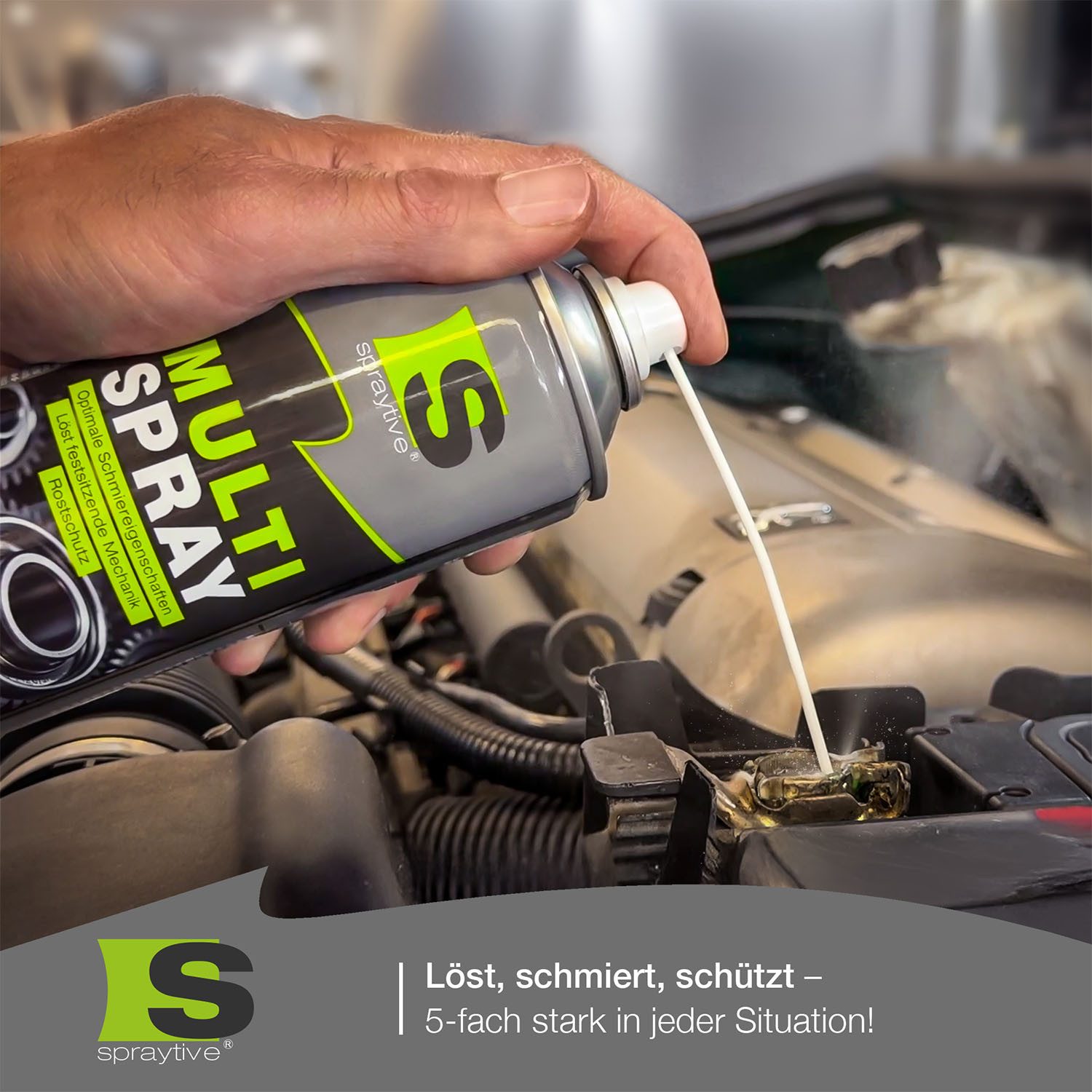 Spraytive 1x 500ml Multi Spray – 5-in-1 Kriechöl Rostlöser Allzweck Kontaktspray Gartengeräte-Pflegespray, Made in Germany