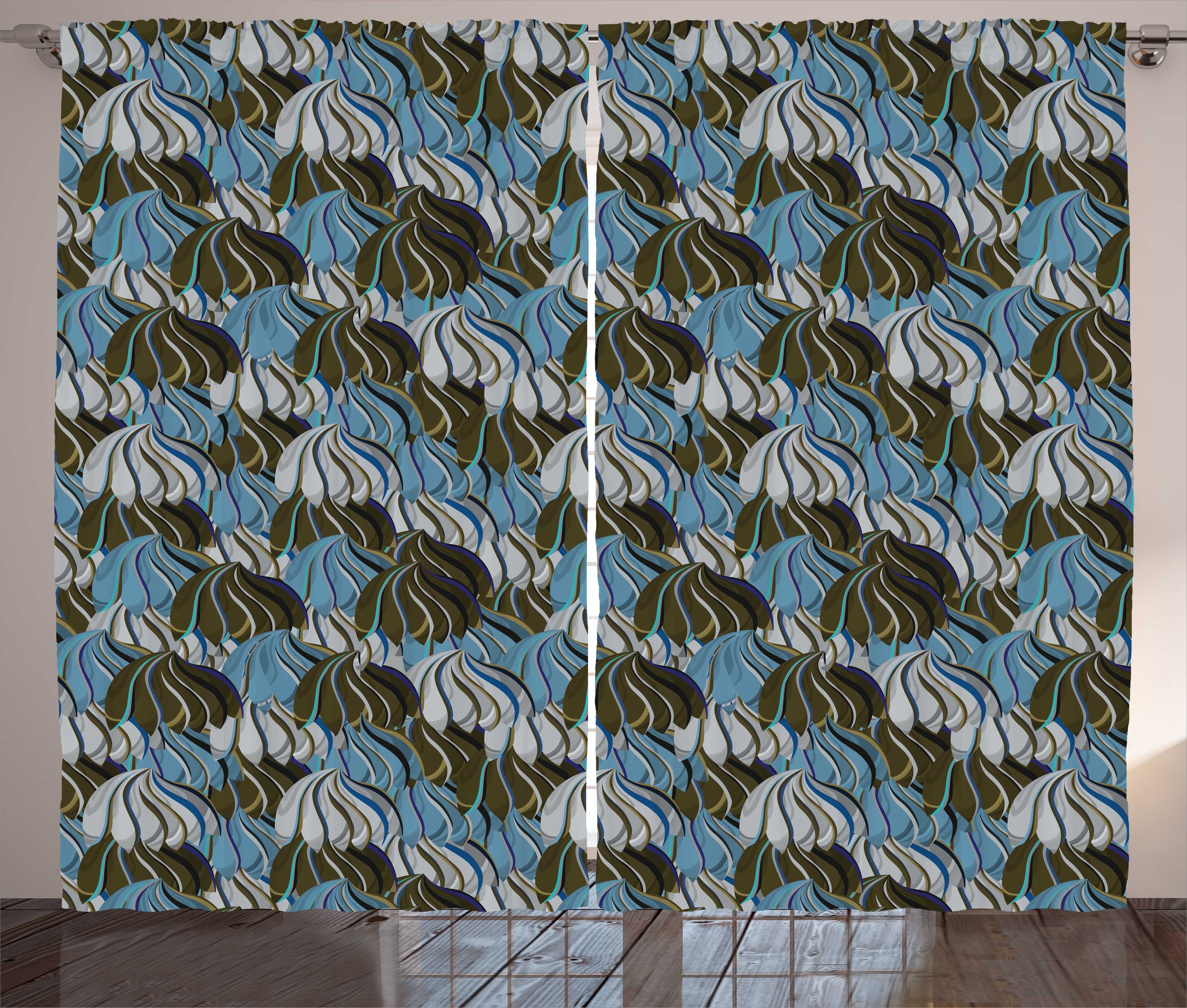 Schlaufen Strukturen Vorhang Kräuselband Grau Haken, Schlafzimmer Blau abstrakte Abakuhaus, mit und Gardine und