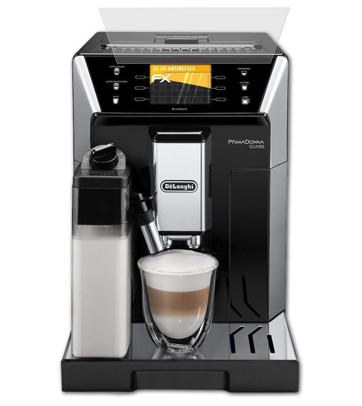 atFoliX Schutzfolie für DeLonghi PrimaDonna Class ECAM550.65.SB, (2 Folien), Entspiegelnd und stoßdämpfend