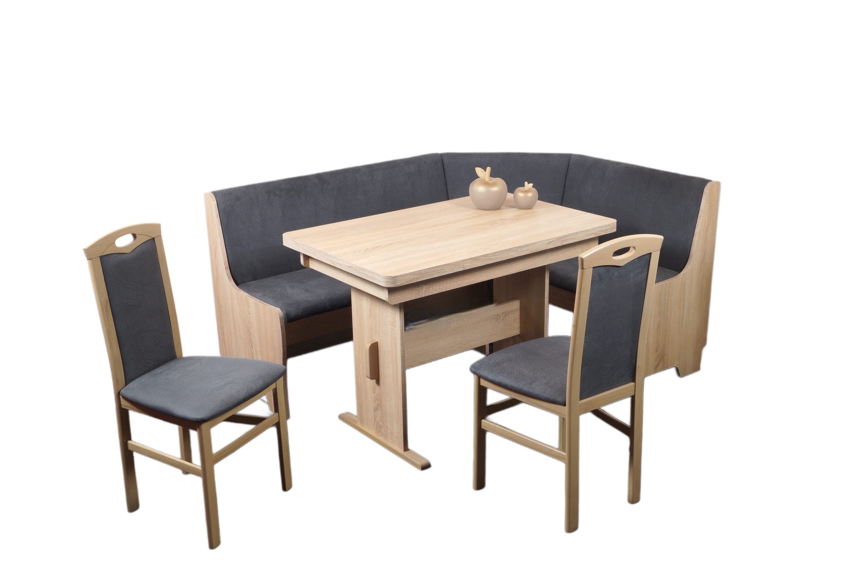 Stolebaenk Eckbankgruppe Bremen MANITI, (Eckbank Set, 1xEckbank, 1xTisch, 2x Stuhl), Beidseitig aufbaubar