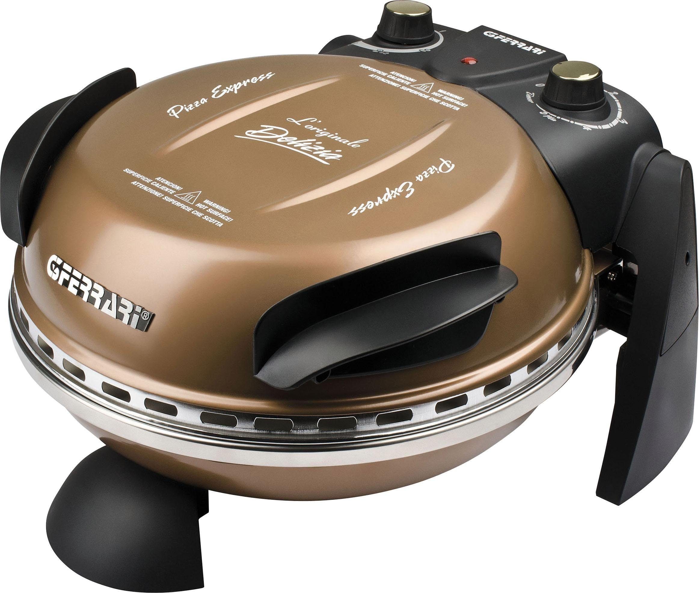 G3 Ferrari Pizzaofen Delizia G1000608 kupfer inkl. Pizzaschaufel + Rezeptheft, bis 400 °C mit Pizzastein – die Ikone unter den Pizzaöfen