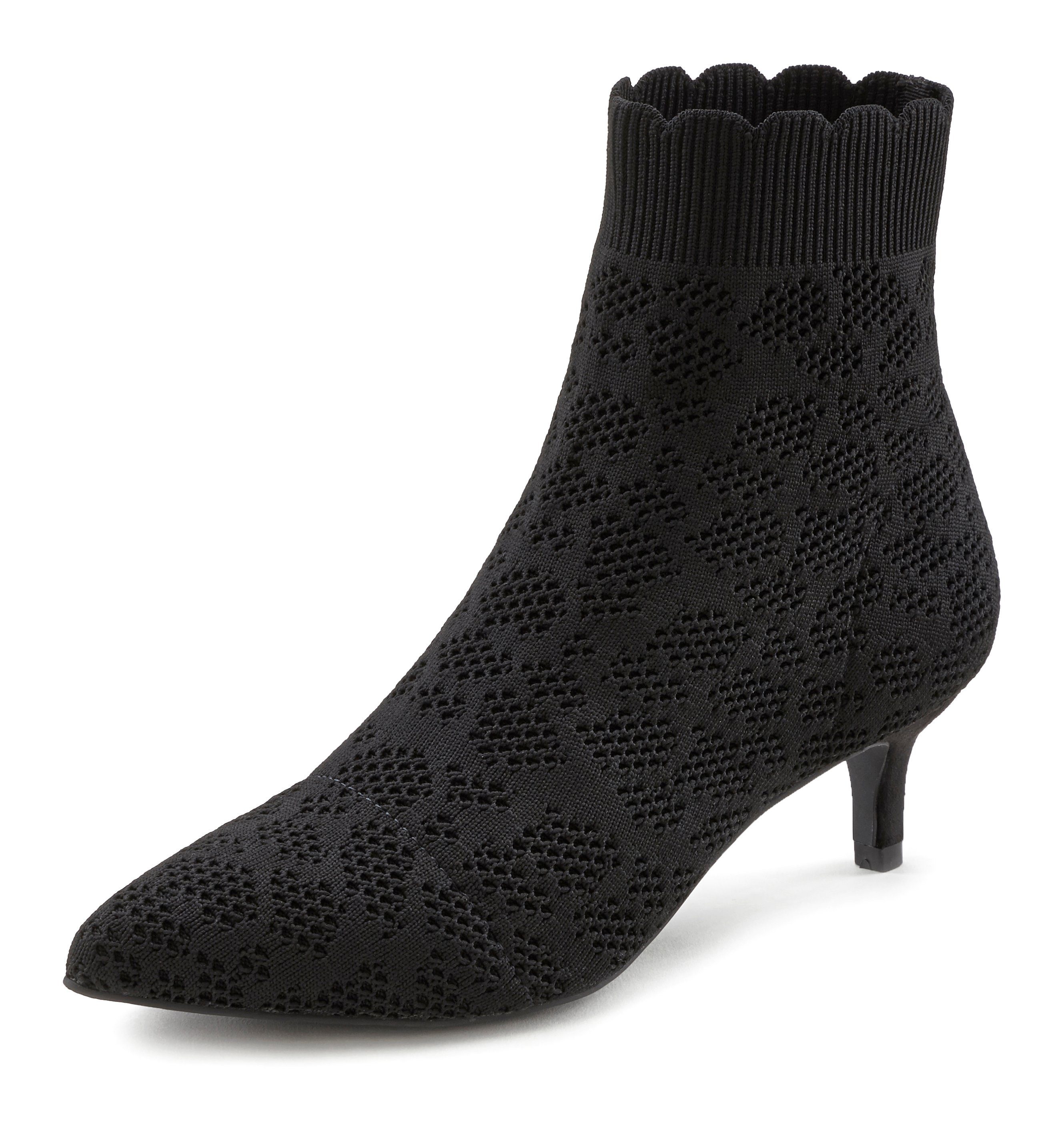 LASCANA Sock Boot, High Heel Stiefelette, Stiefel, Ankleboots aus elegant elastischer Spitze