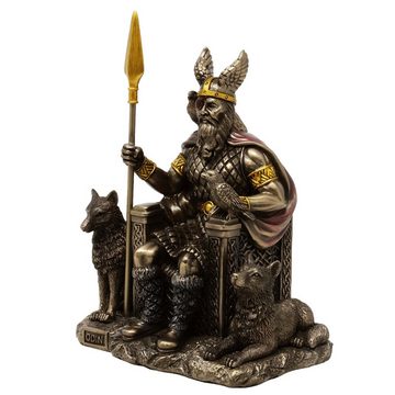MystiCalls Dekofigur Nordischer Gott Odin sitzend bronziert - Gott, Gottvater, Mythologie (1 St), Perfekt zu jedem Anlass - Geburtstag, Weihnachten