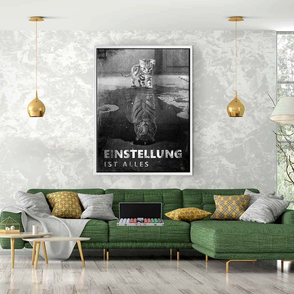 Mo Rahmen Mindset ist goldener Englisch, everything Leinwandbild is #Tiger Leinwandbild, alles Einstellung xxl DOTCOMCANVAS®