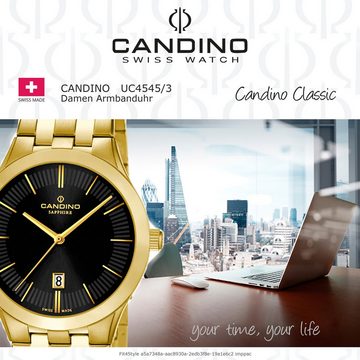 Candino Quarzuhr Candino Damen Quarzuhr Analog C4545/3, Damen Armbanduhr rund, Edelstahlarmband gold, Luxus