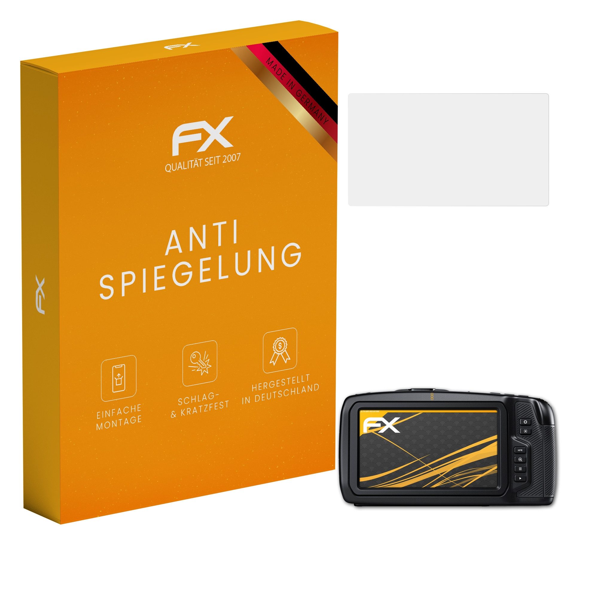 atFoliX Schutzfolie für Blackmagic Design Pocket Cinema Camera 4K, (3 Folien), Entspiegelnd und stoßdämpfend