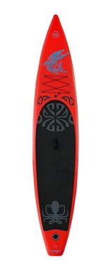 Runga-Boards Inflatable SUP-Board Runga TOA RACE AIR 12.6 RED Stand Up Paddling SUP iSUP, (Set 1, mit gepolsterten Trolley-Rucksack, Center-Finne und Coiled-Leash)