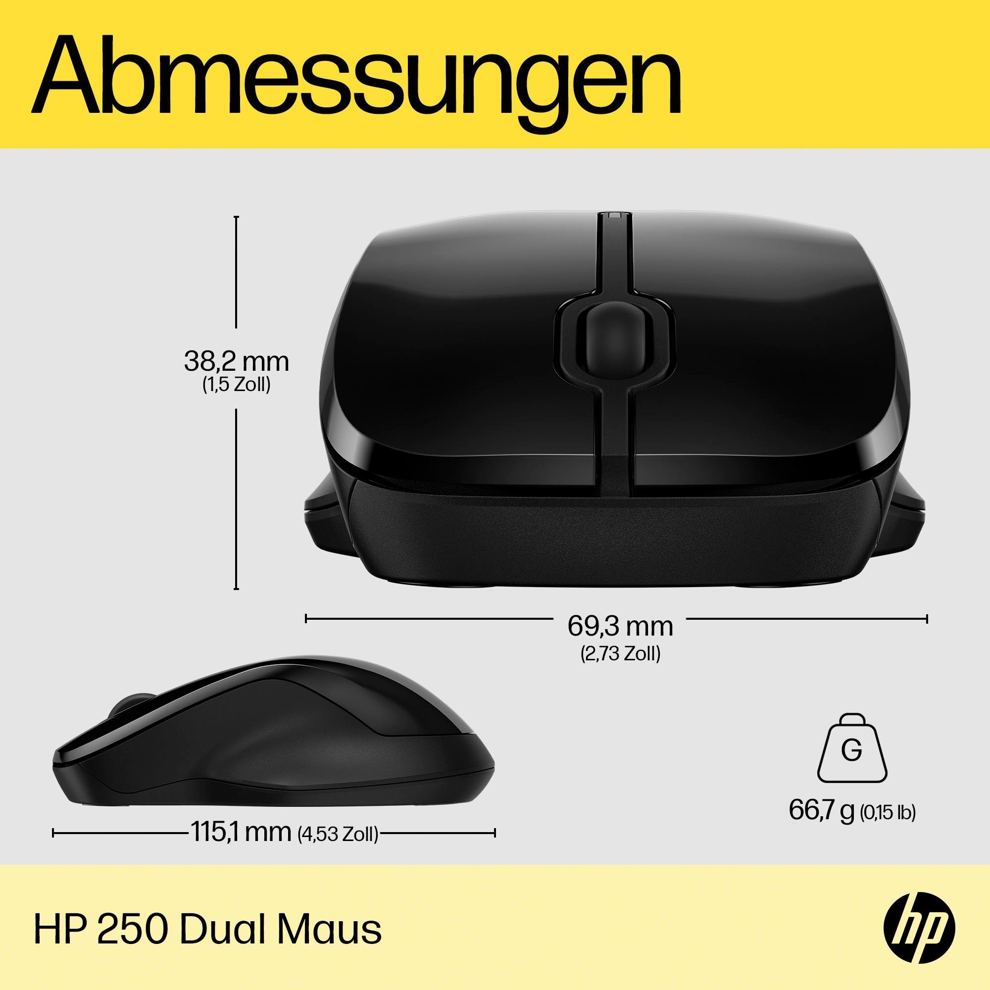 HP 250 Dual Mode Maus (Bluetooth, kabellos)