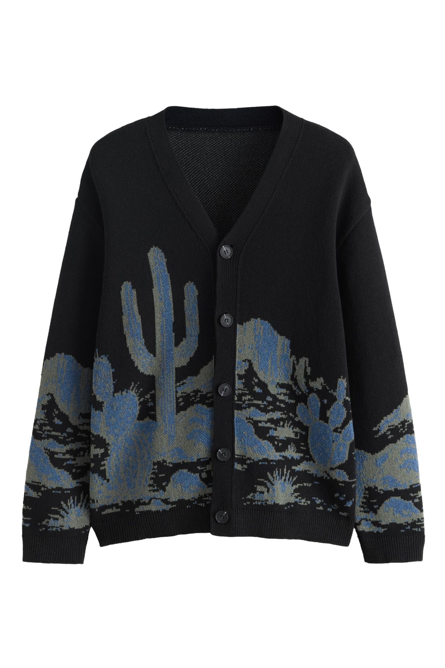 Strickjacke Relaxed Fit Strickjacke mit Kaktusmotiv