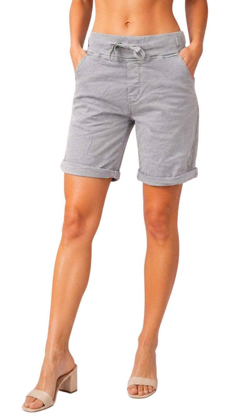 Bermudas Baumwoll-Damen-Shorts im 5-Pocket-Style mit Tunnelzug & Stretch-Anteil