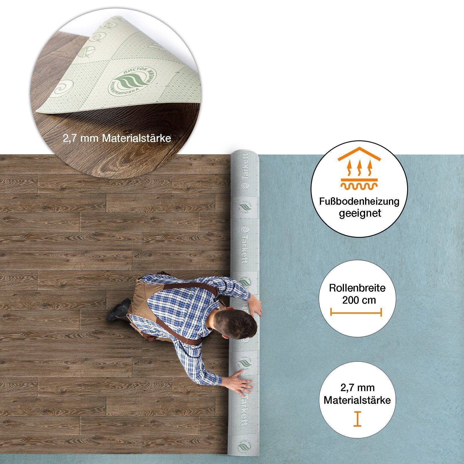 Karat Vinylboden CV-Belag Nussbaum 201, verschiedene Größen, Bodenbelag, aus Vinyl