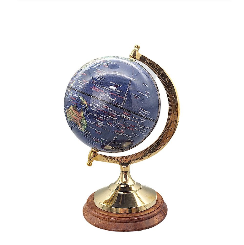 einem 22 Globus, Erdglobus, mit Edelholz physischer cm, physischer Globus Sockel Linoows auf Tischglobus Dekoobjekt Messingstand