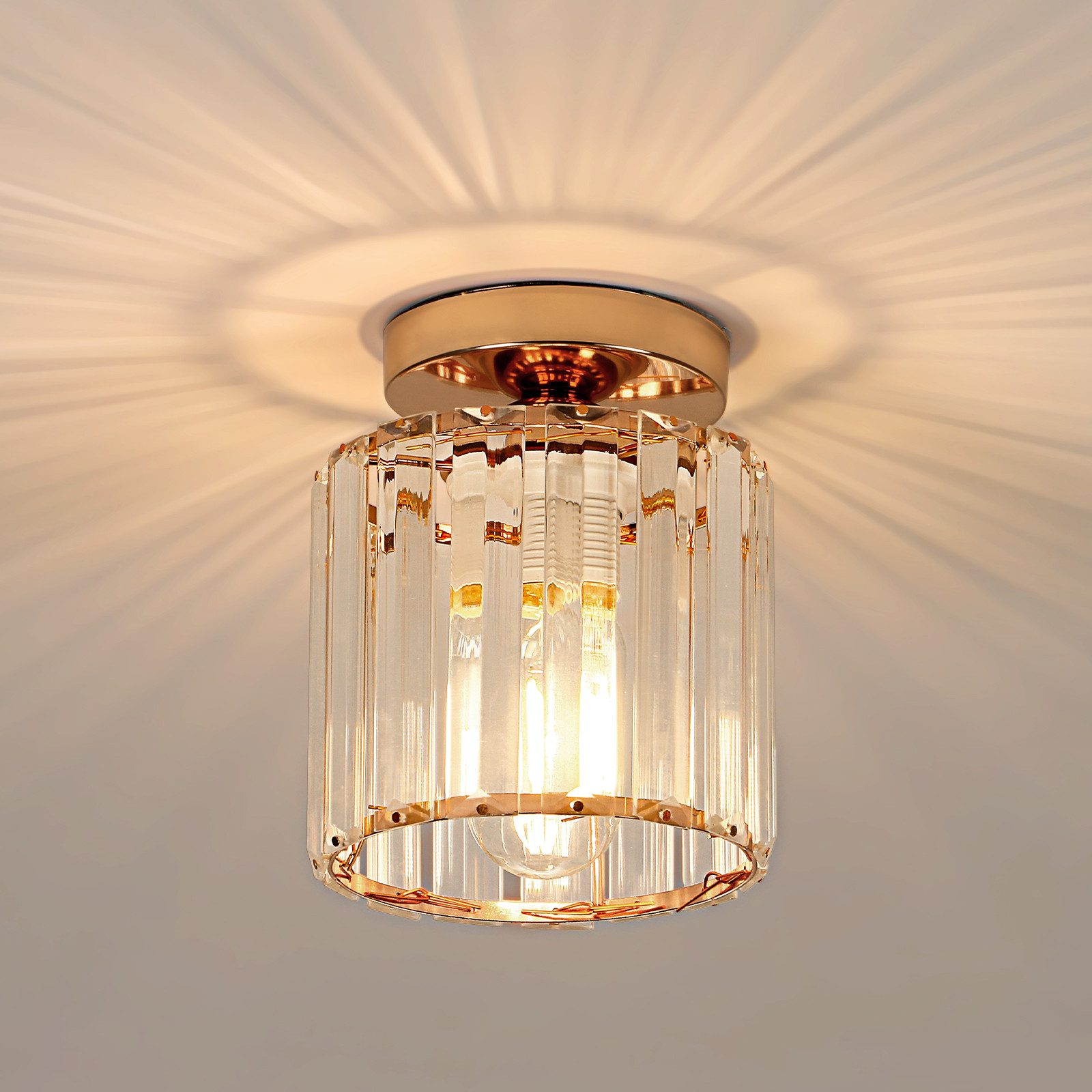 Goeco Deckenleuchten Kristall Deckenlampe,goldene Kristalllampe für Wohnzim günstig online kaufen