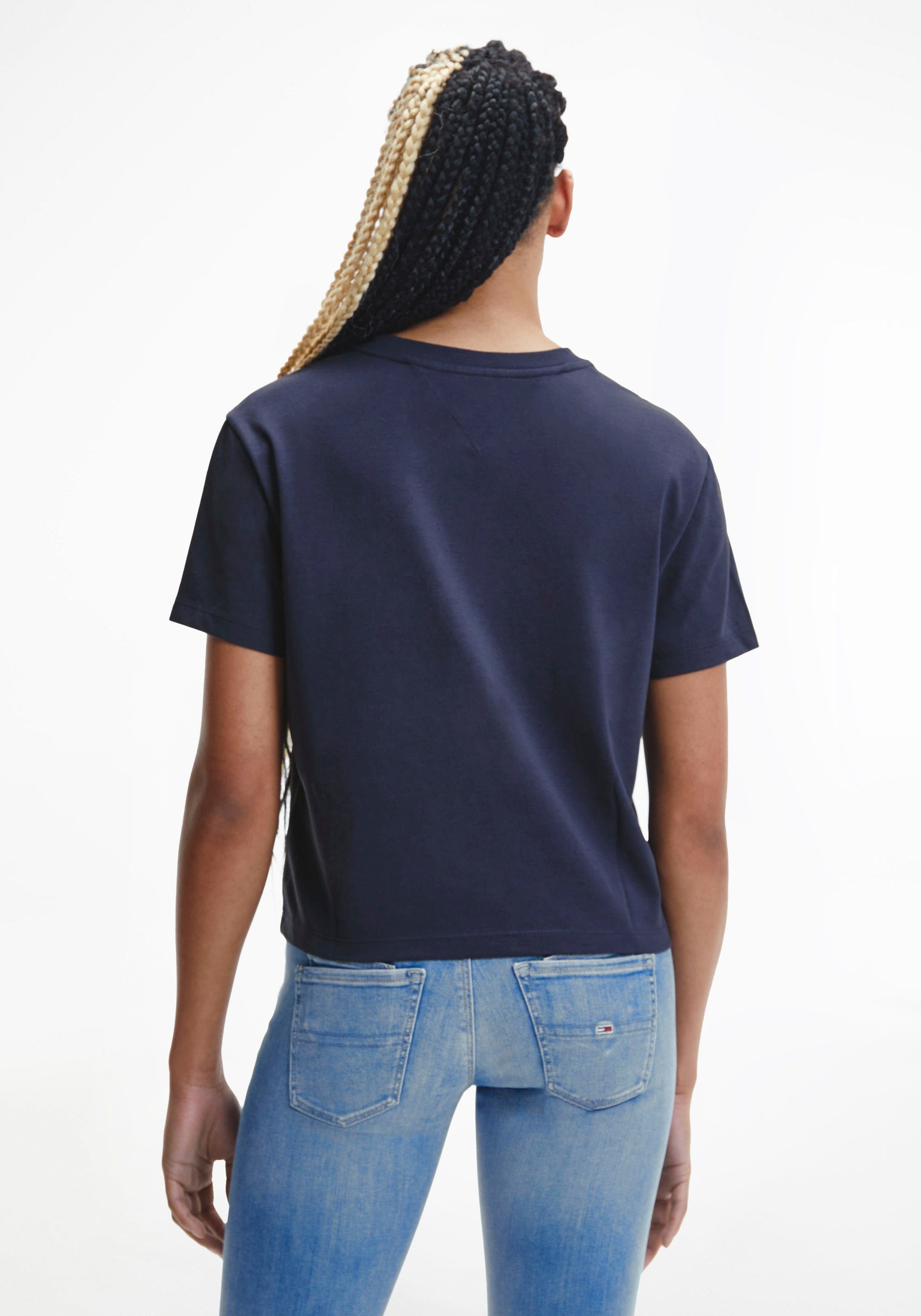 Tommy Jeans Rundhalsshirt Logo-Aufnäher Jeans Center Tommy kleinem Badge Twilight mit Tommy Navy Tee TJW