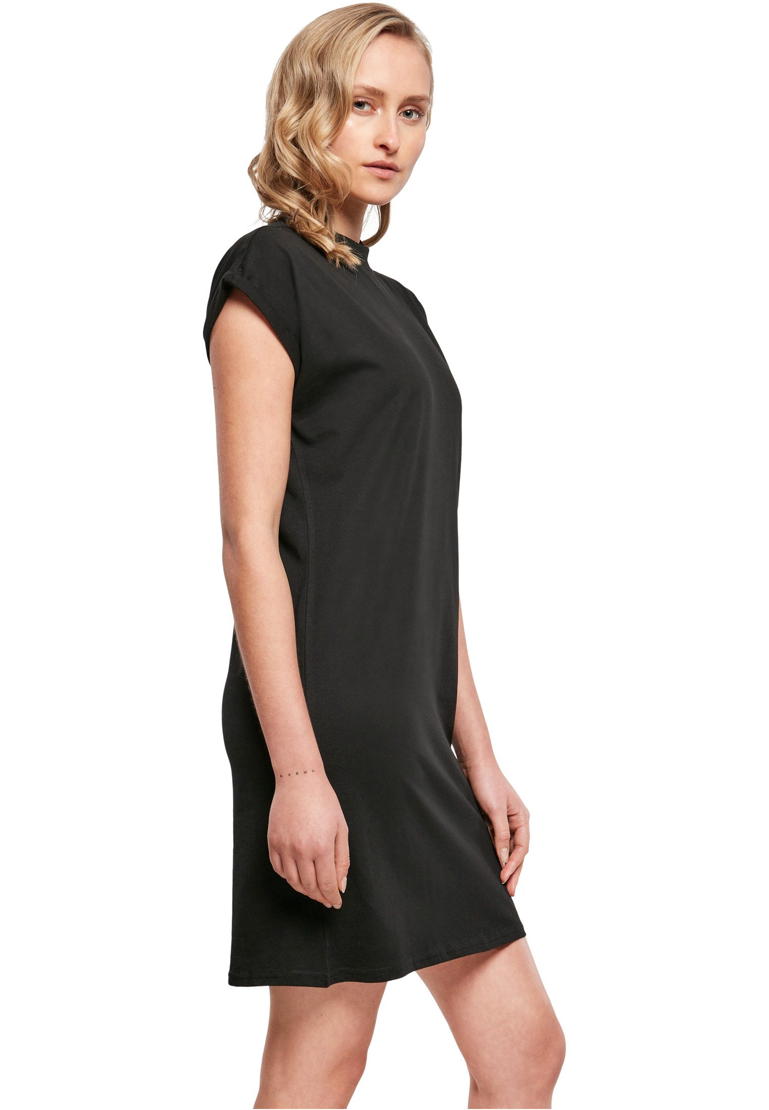 urbandreamz Jerseykleid Damen Kleid überschnittene Schultern Jersey Turn Up Ärmel