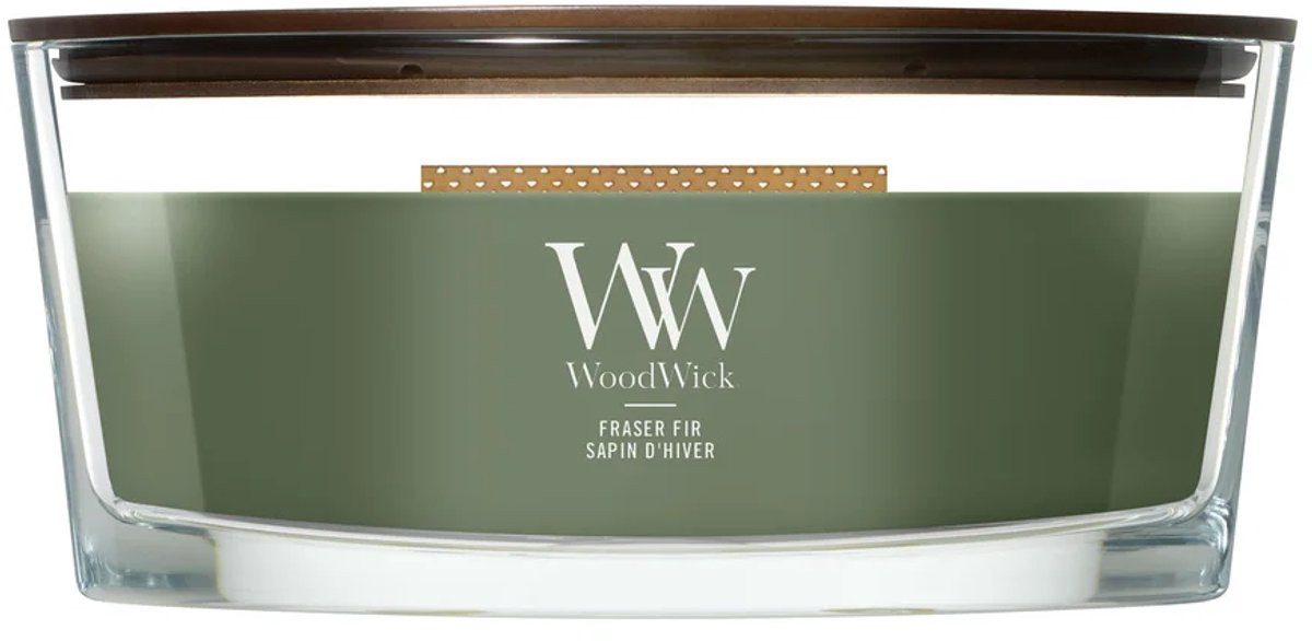 Woodwick Duftkerze Heartwick Flame Ellipse - Frasier Fir - 50 Stunden (1-tlg), im Glas