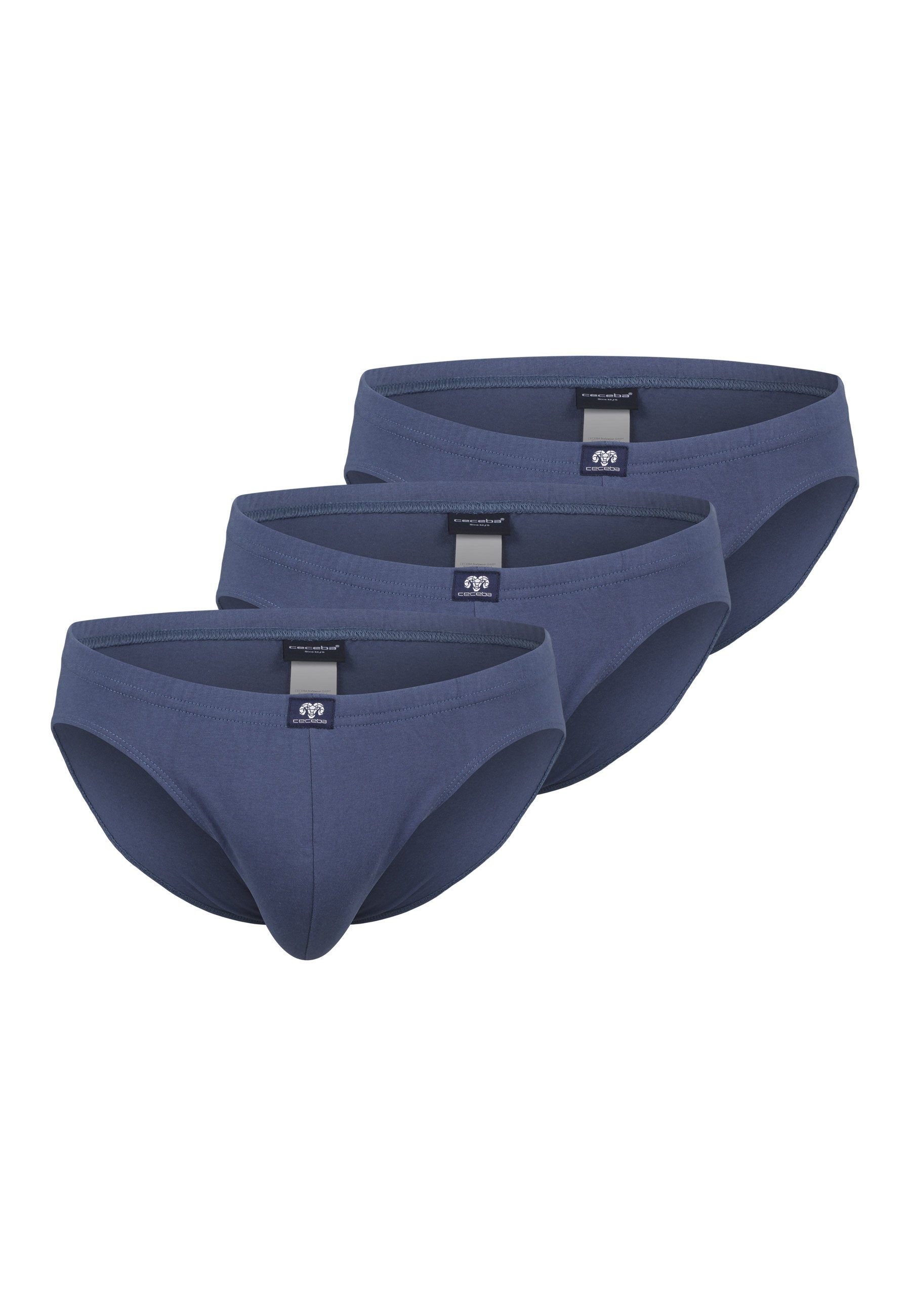 Slip CECEBA Herren Slip blau uni 3er Pack