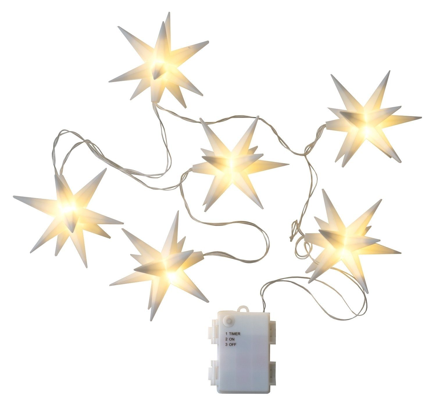 HIT Trading LED-Lichterkette VALO, 2 m, Weiß, Kunststoff, Batteriebetrieben, 6-flammig