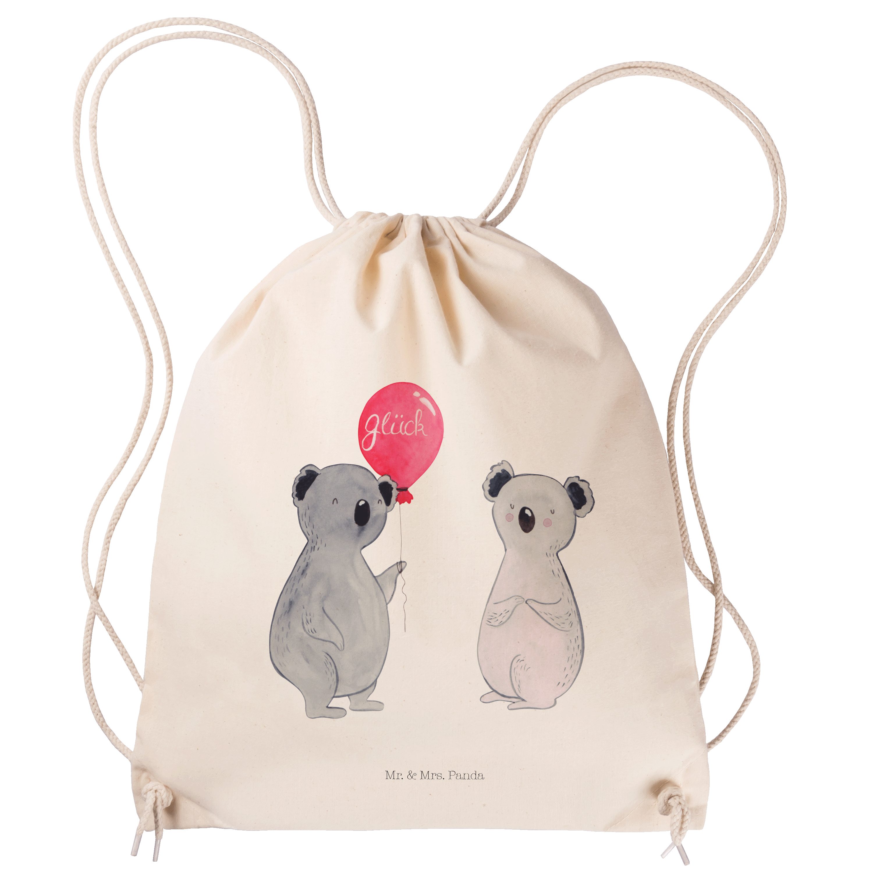 Mr. & Mrs. Panda Sporttasche Koala Luftballon - Transparent - Geschenk, Sportbeutel Kinder, Geburt (1-tlg)