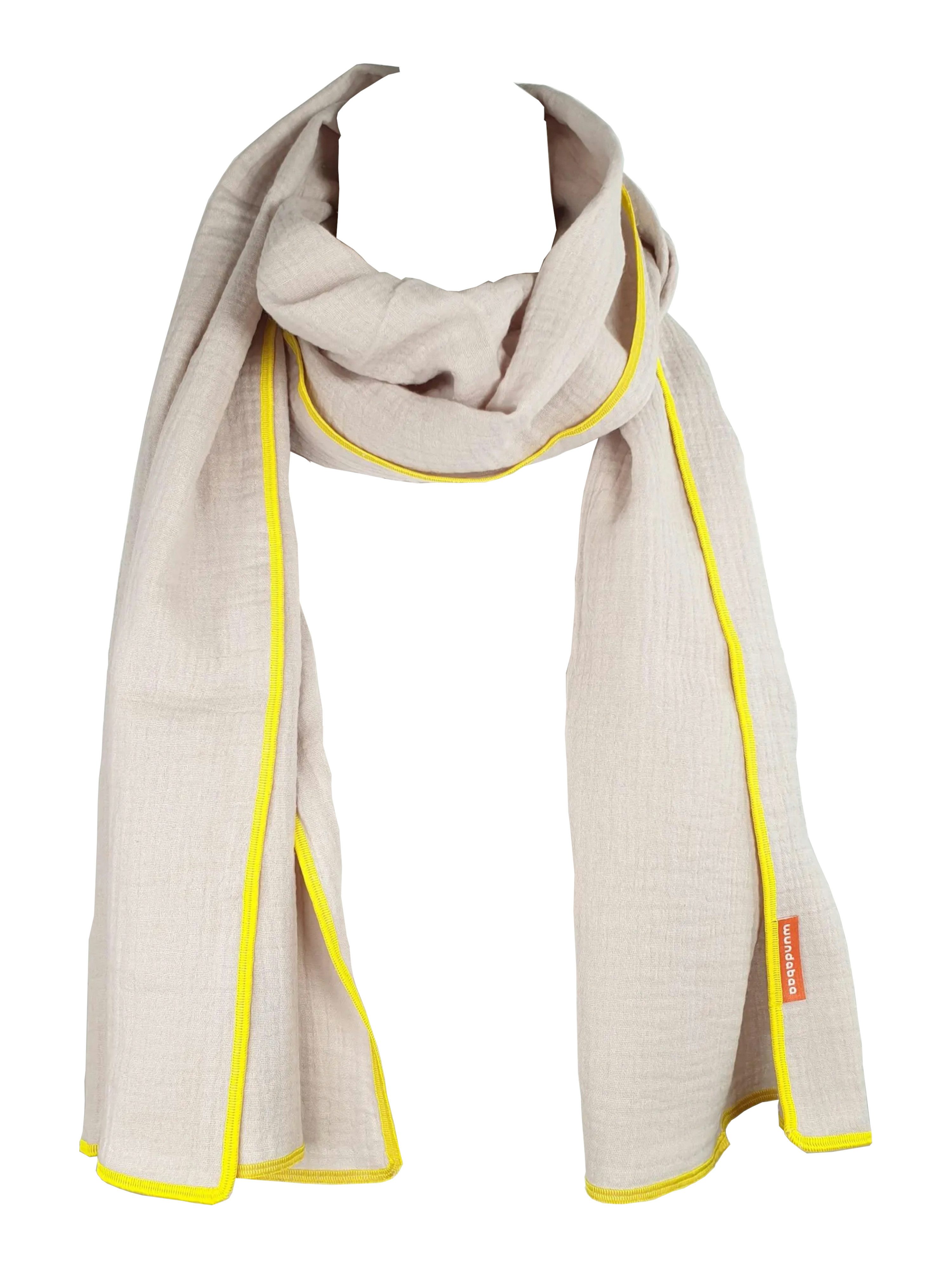 wundabaa Modeschal Leichter Musselinschal 170 x 44 mit Rand in Neonfarben