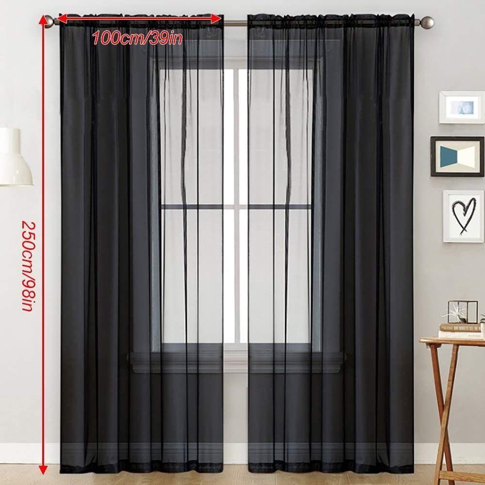 Schlafzimmer Semi Sheer Gardine Curtain Curtains Schwarz(100*250), LENBEST, (2 St) Panels Voile