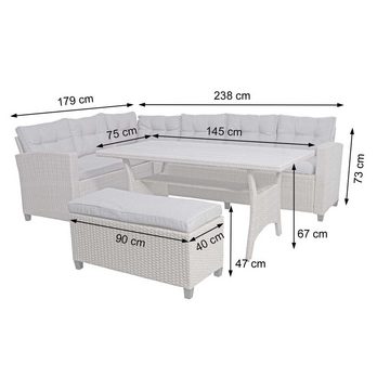 MCW Polstergarnitur MCW-E96, (4-tlg), Tisch mit Ablagefläche, 7 Sitzplätze, Bezüge wasserabweisend