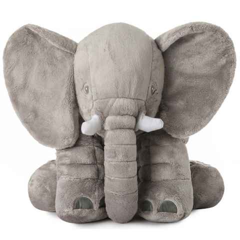 Katara Kuscheltier Elefant Kuscheltier, 60cm Plüschtier Groß (Geschenk, Packung, Geschenk), Geschenk für Kinder, Plüschtier, Tiere, flauschiges Kuscheltier grau