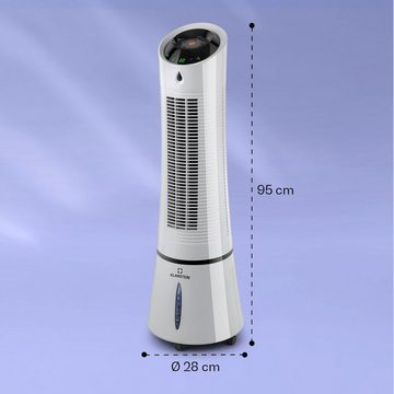 Klarstein Ventilatorkombigerät Skyscraper Ice Smart 4-in-1 Luftkühler & Ventilator, mit Wasserkühlung & Eis mobil Klimagerät ohne Abluftschlauch