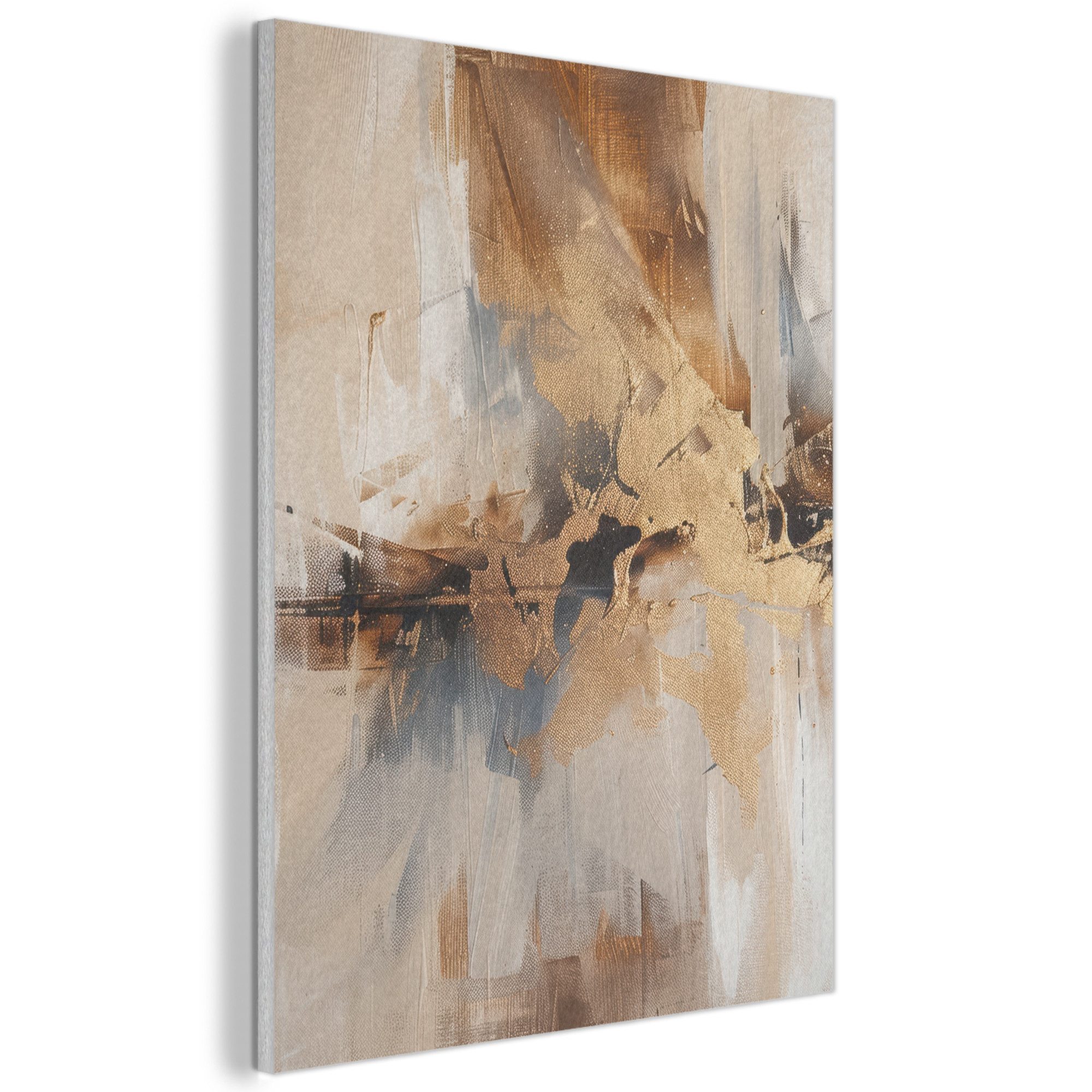 MuchoWow Живопис Modern - Braun - Abstrakt - Beige, Fotodruck (1 St), Akustikpaneele, Wandpaneele, Schalldämmung, Akustikbilder 30x40 cm