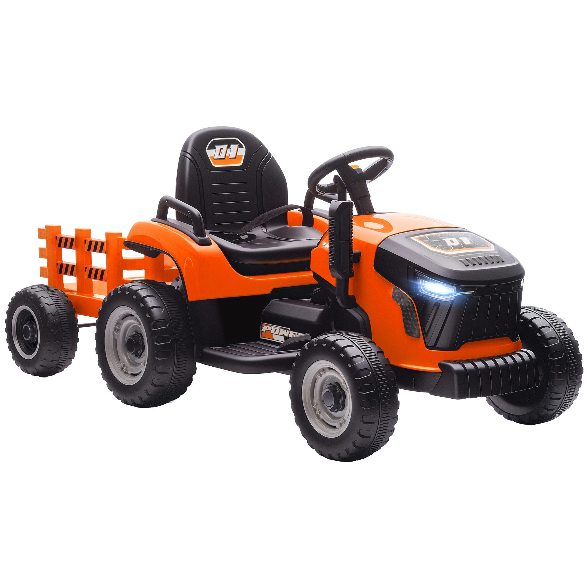 AIYAPLAY Elektro-Kindertraktor Aufsitz-Traktor mit Fernbedienung, Belastbarkeit 30 kg, (1-tlg), Soft-Start-Funktion, für Kinder im Alter von 3-8 Jahren, Orange