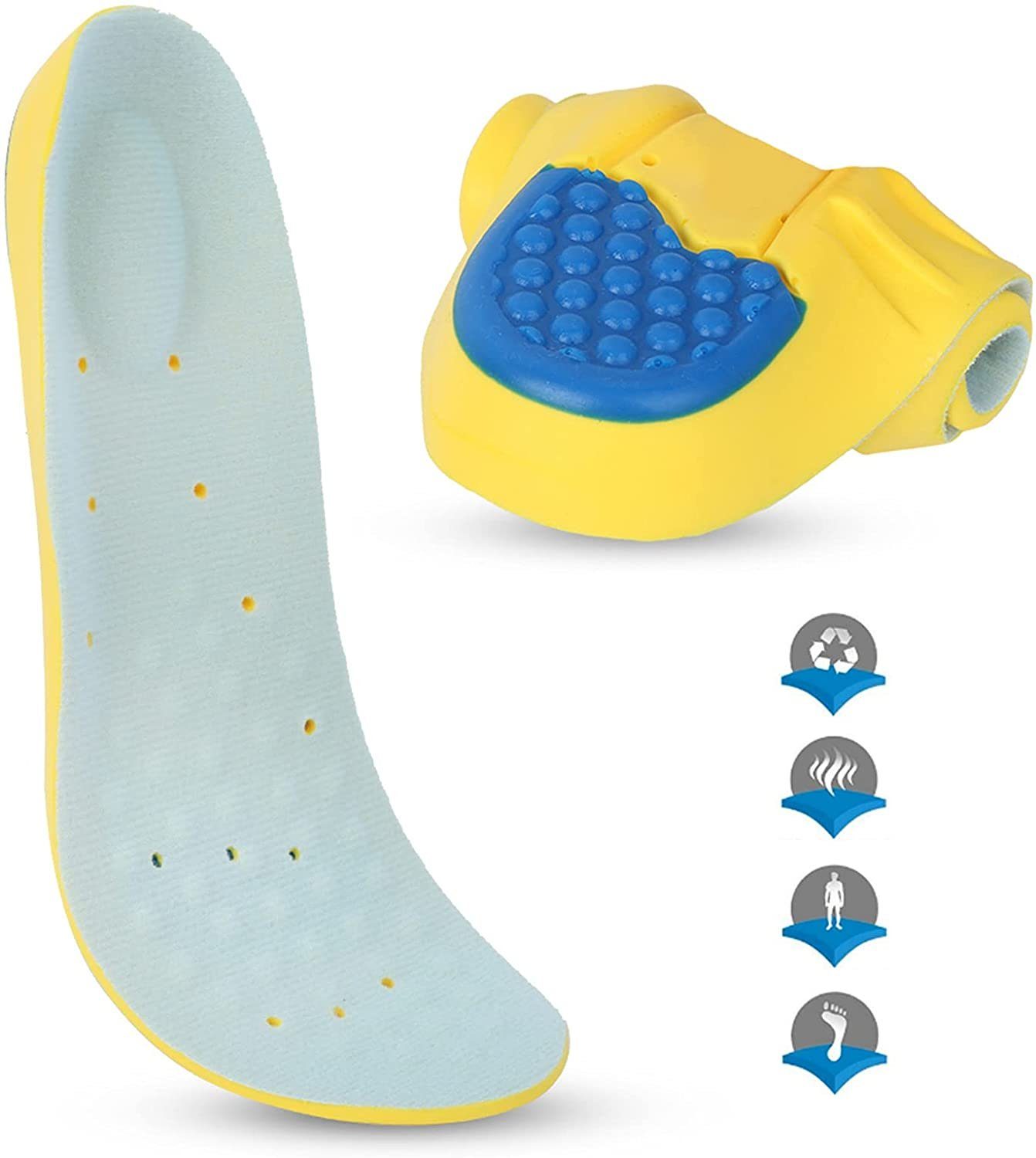 COOL-i ® Einlegesohlen Gel-Sport-Einlegesohlen für Komfort beim Laufen, Wandern & im Alltag, Massage-Einlagen mit Fußgewölbestütze & Stoßdämpfung