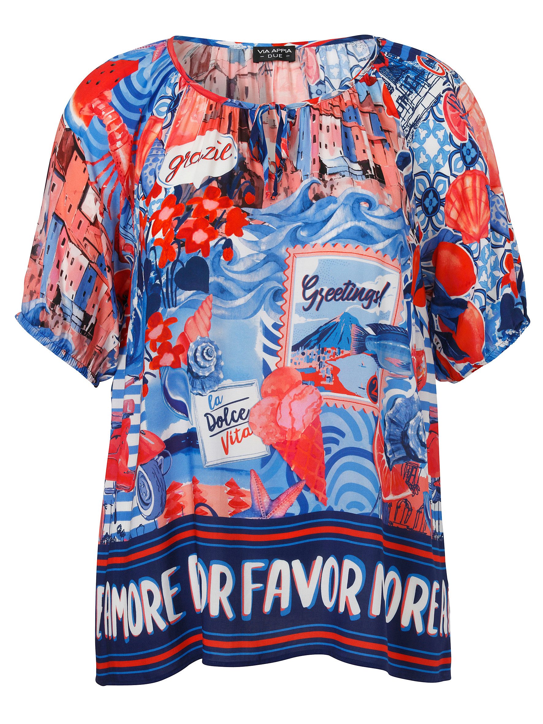 VIA APPIA Kurzarmbluse Bluse Rundhals 1/2 günstig online kaufen