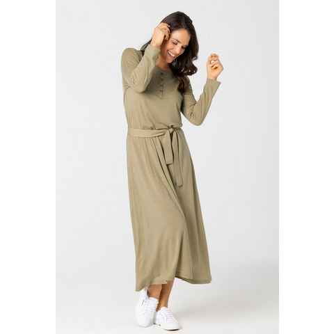 SUPER.NATURAL Sweatkleid Merino Kleid W ANTWERPEN DRESS mit Gürtel in passender Farbe, feinster Merino-Materialmix